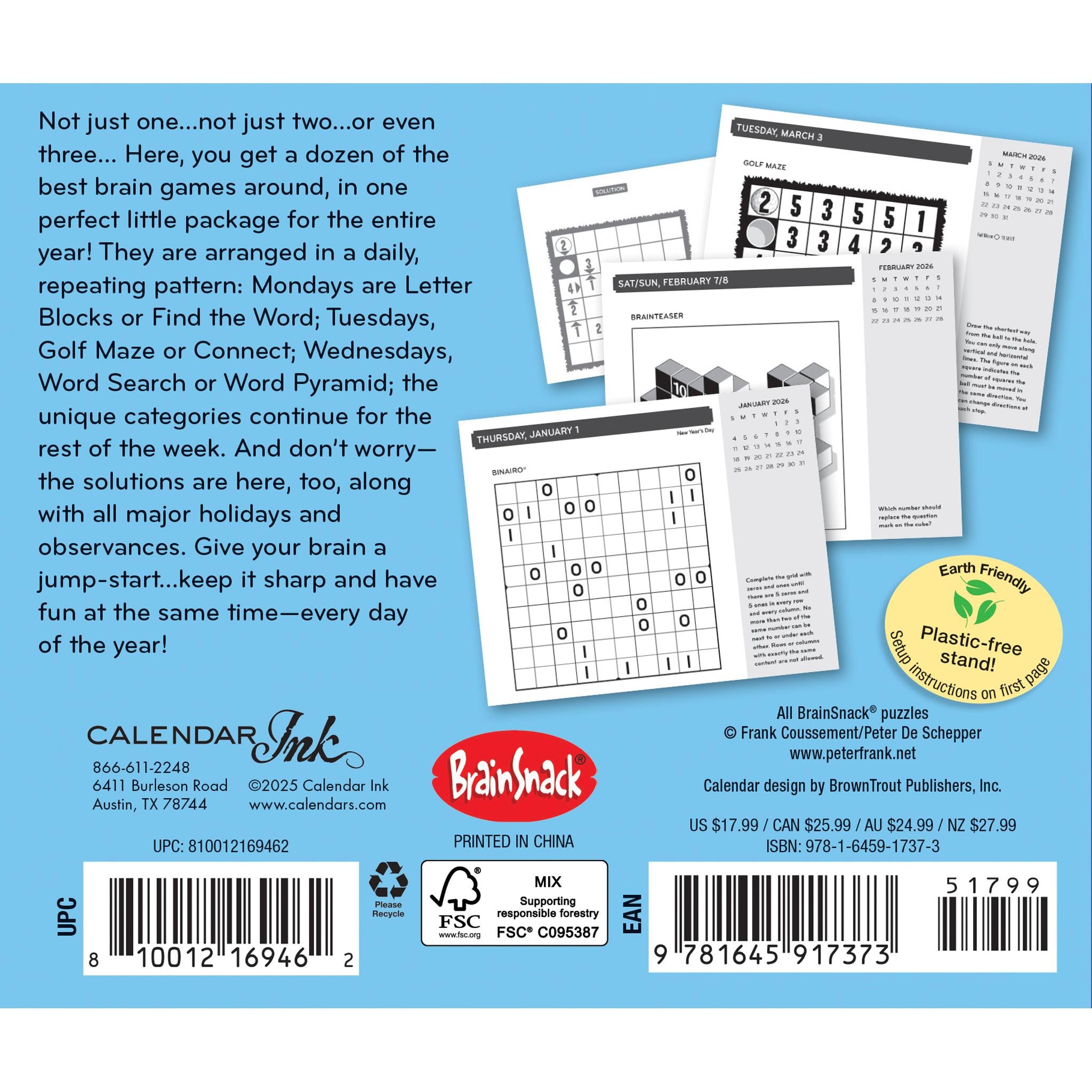 Calendrier de la boîte Brain Games 2026