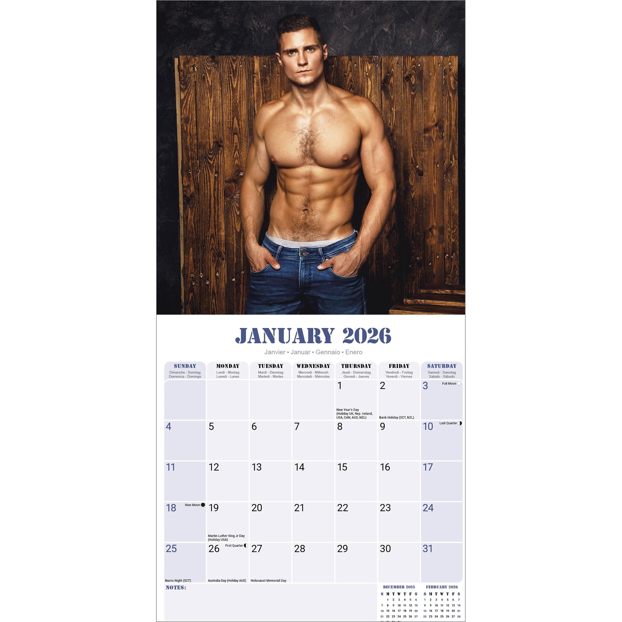 Guys 2026 Wall Calendar