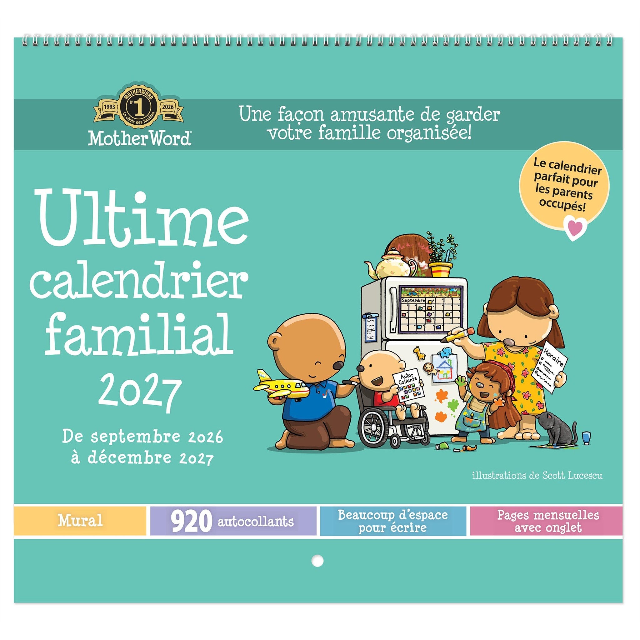 MotherWord Tabbed French 2027 Wall Calendar