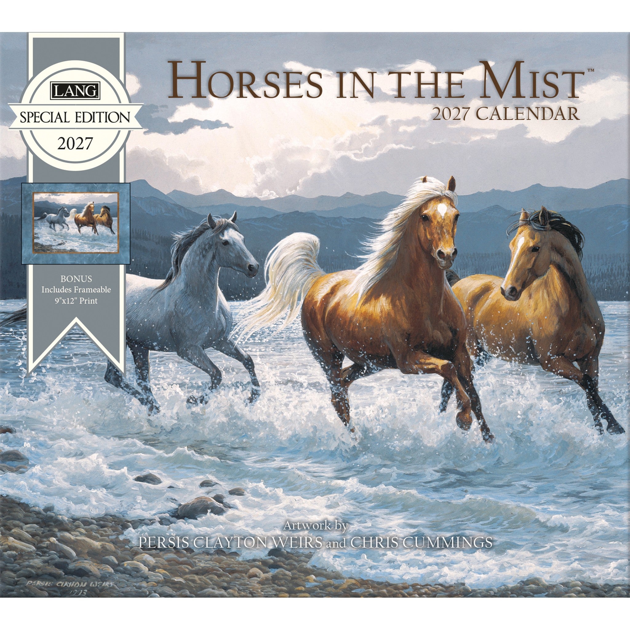 Horses in the Mist Special Edition with Print 2026-2027 Wall Calendar