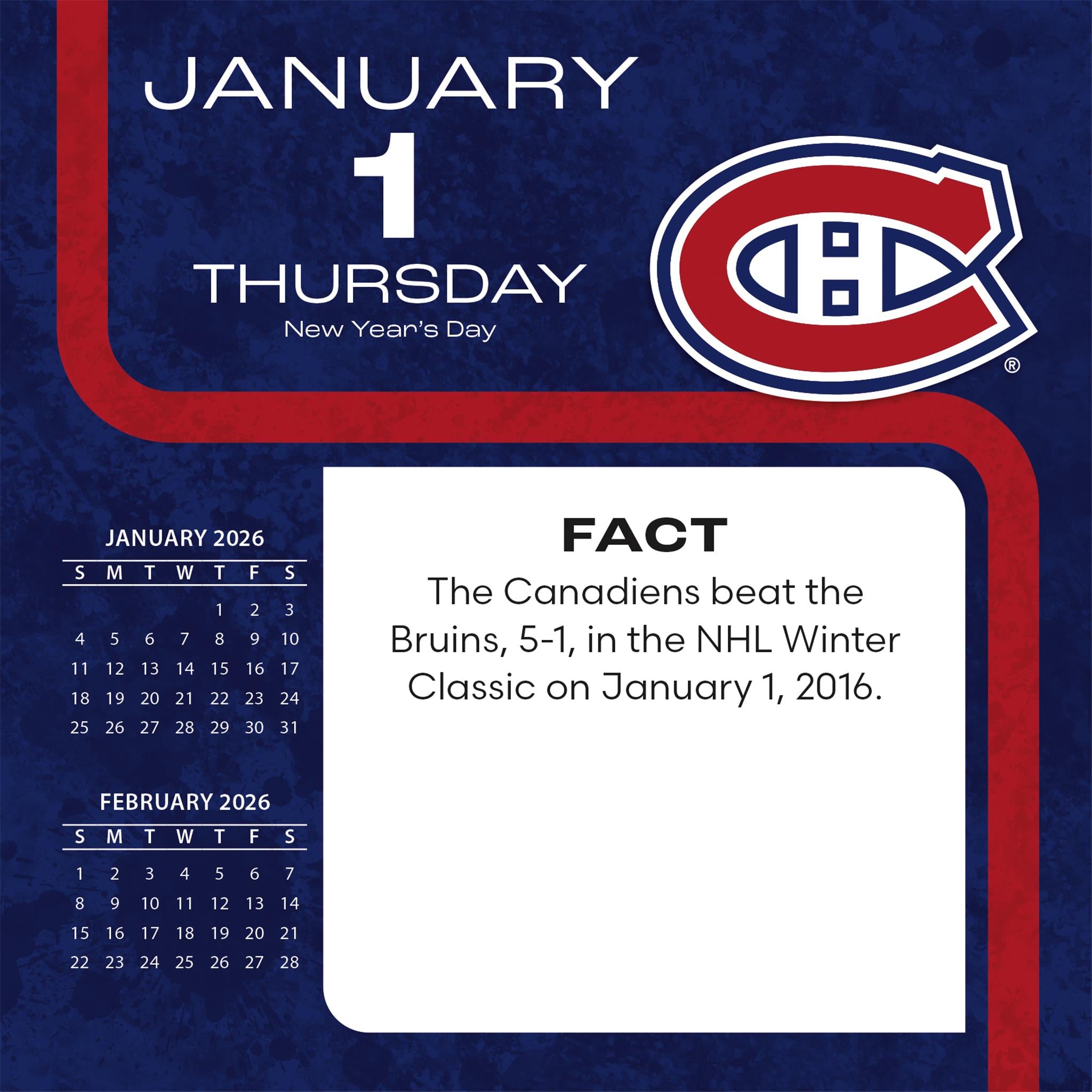 NHL Montreal Canadiens 2026 Box Calendar