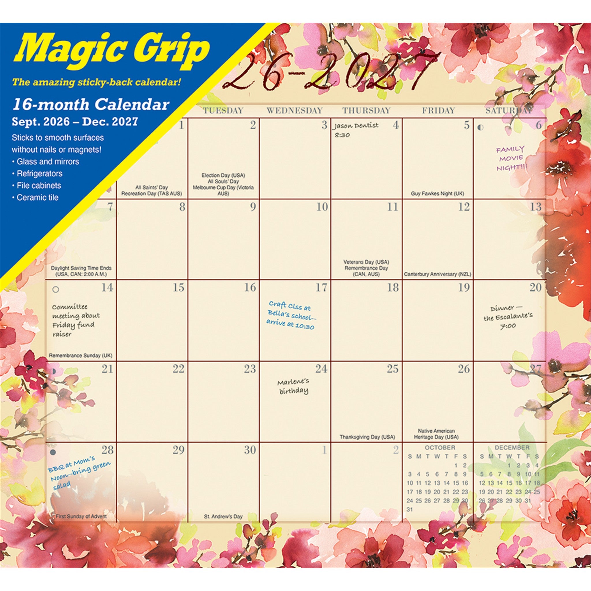 Floral Jumbo Magic Grip Exclusive 2026-2027 Wall Calendar