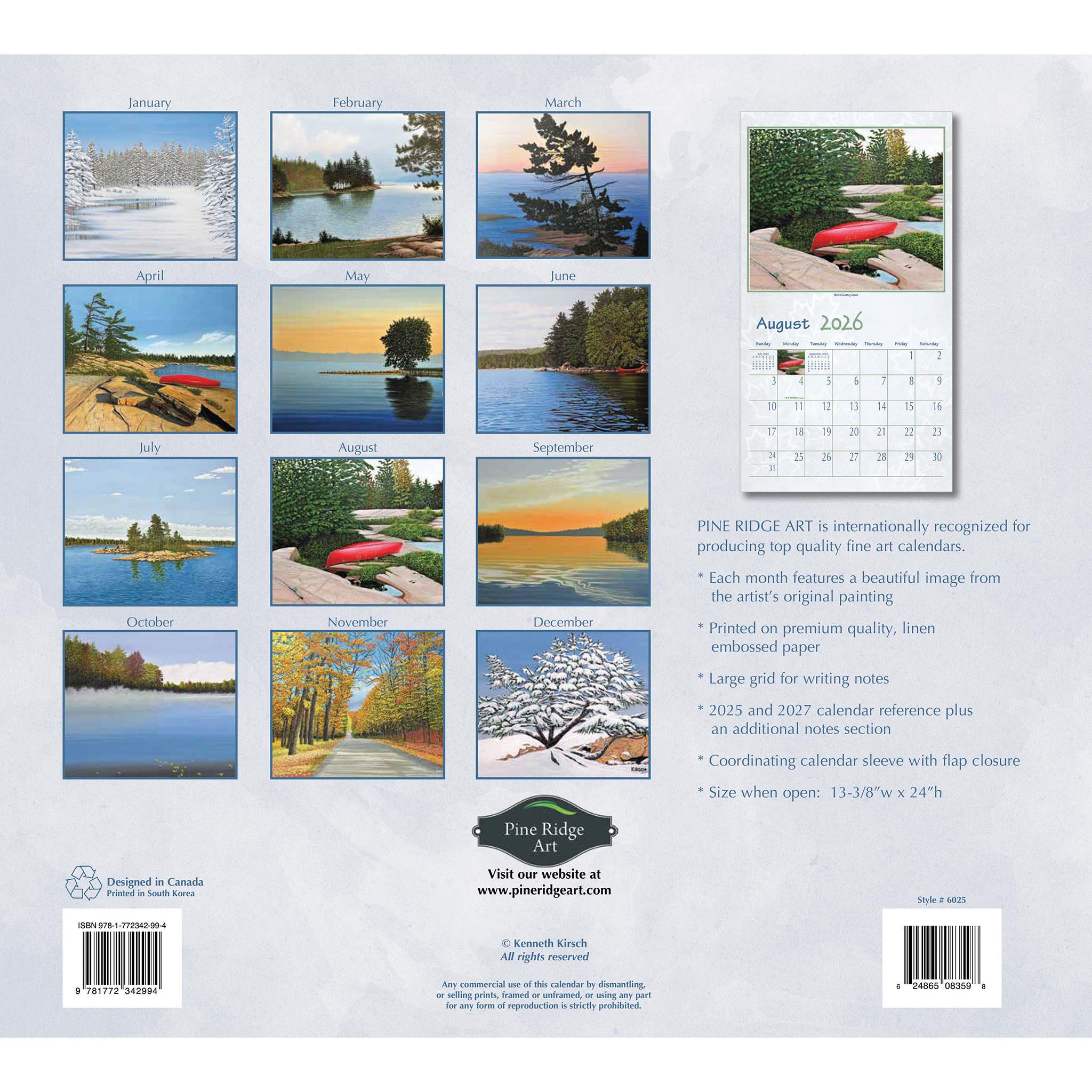 Calendrier mural Northern Getaway 2026 - Disponible uniquement en ligne