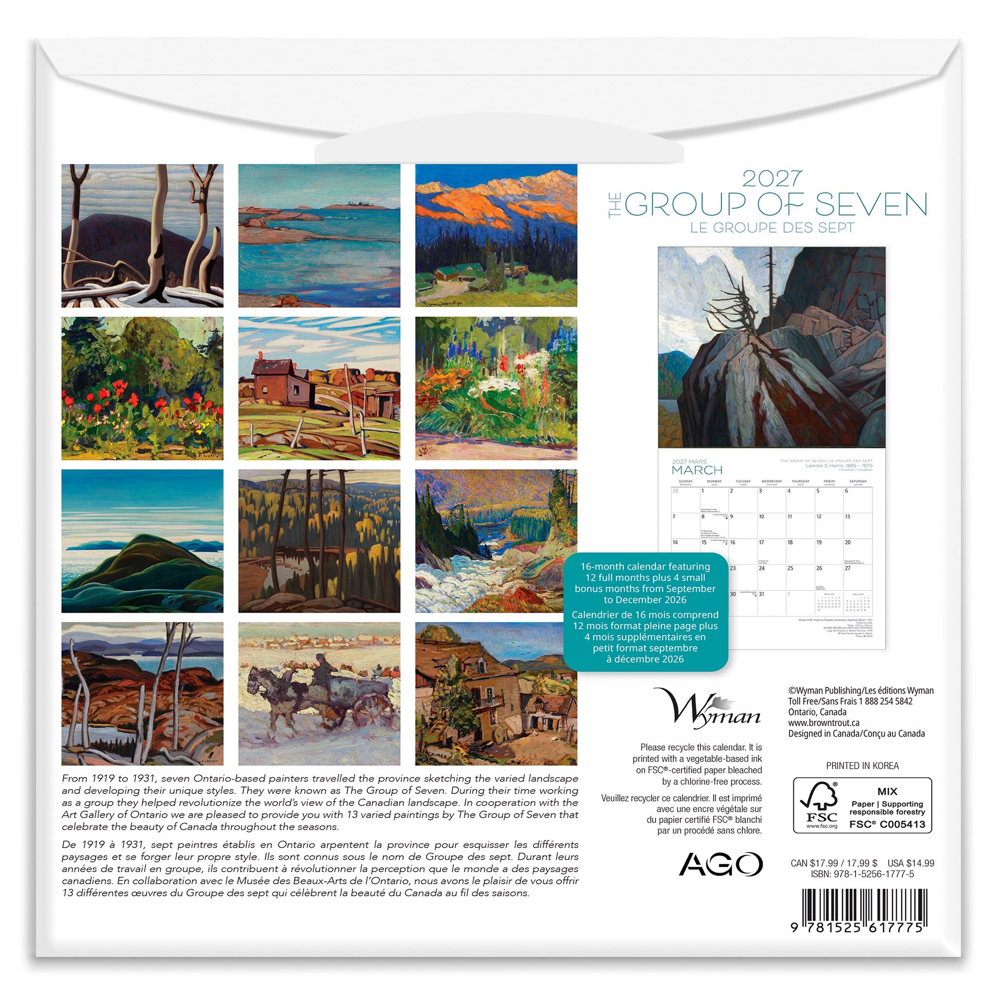 The Group of Seven / Le Groupe des Sept Art Gallery of Ontario 2027 Medium Mini Calendar