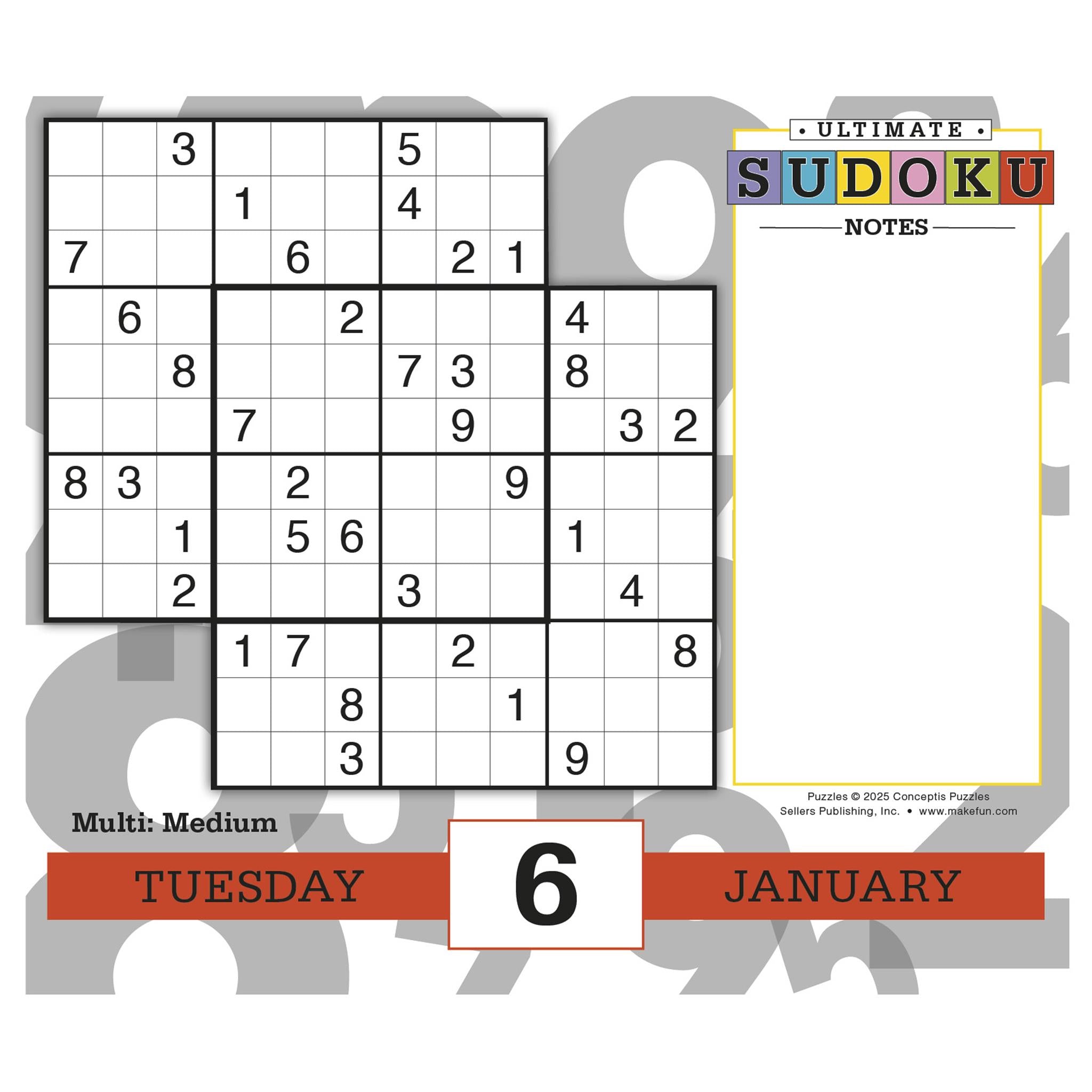 Calendrier de la boîte Sudoku Ultimate 2026