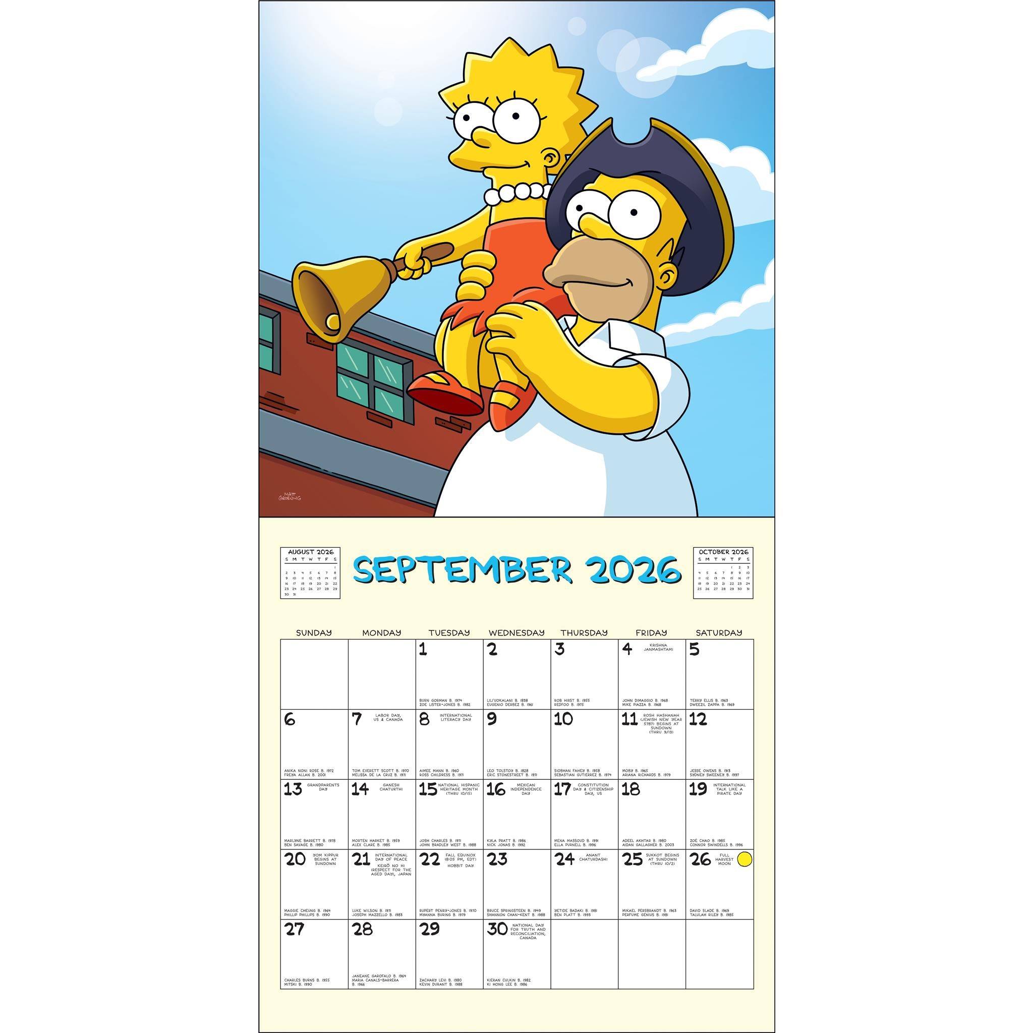 Simpsons 2026 Wall Calendar