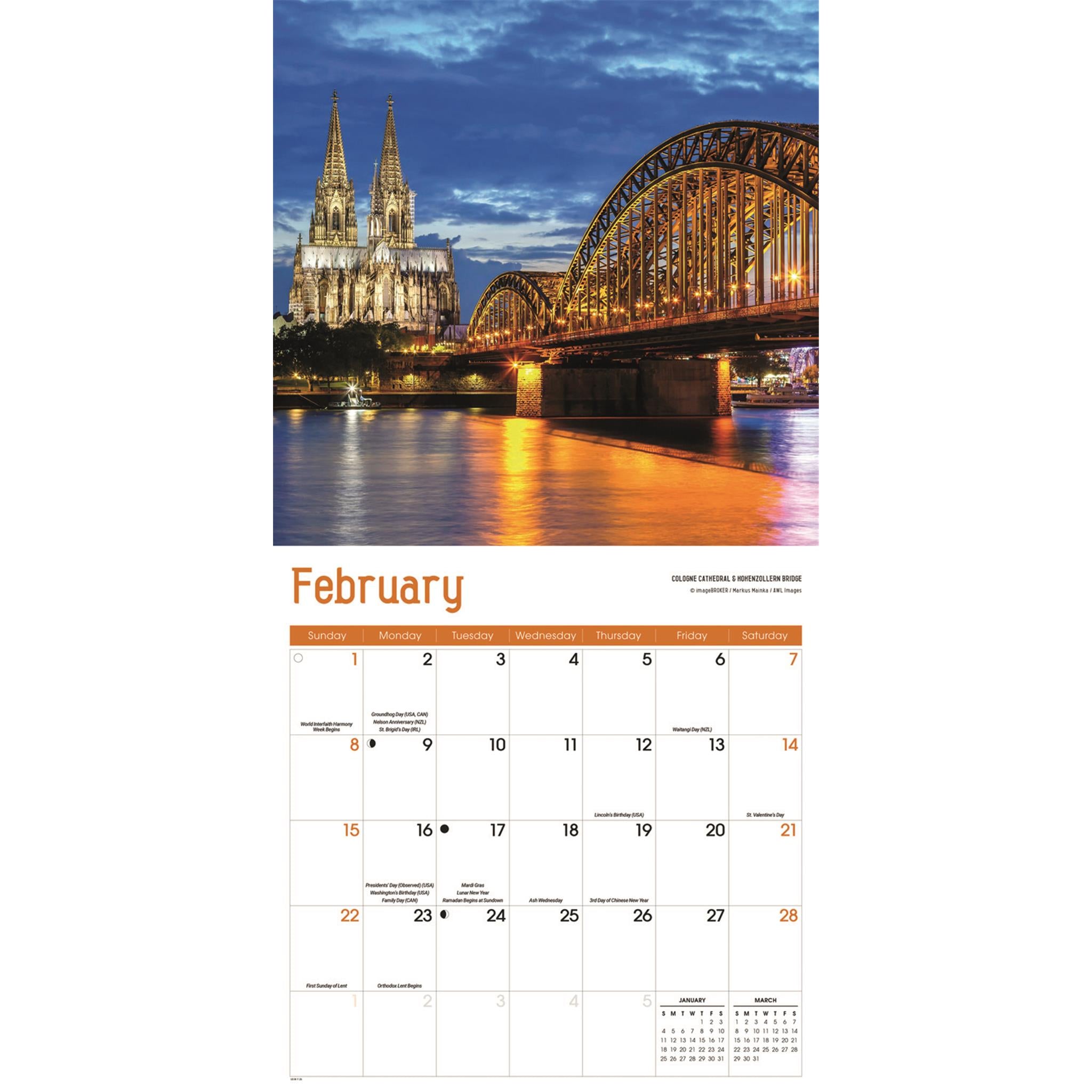 Calendrier mural Allemagne 2026