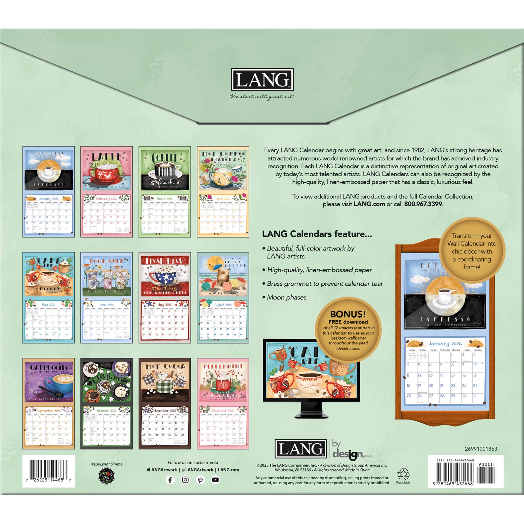 Calendrier mural de luxe Café 2026 - Disponible uniquement en ligne