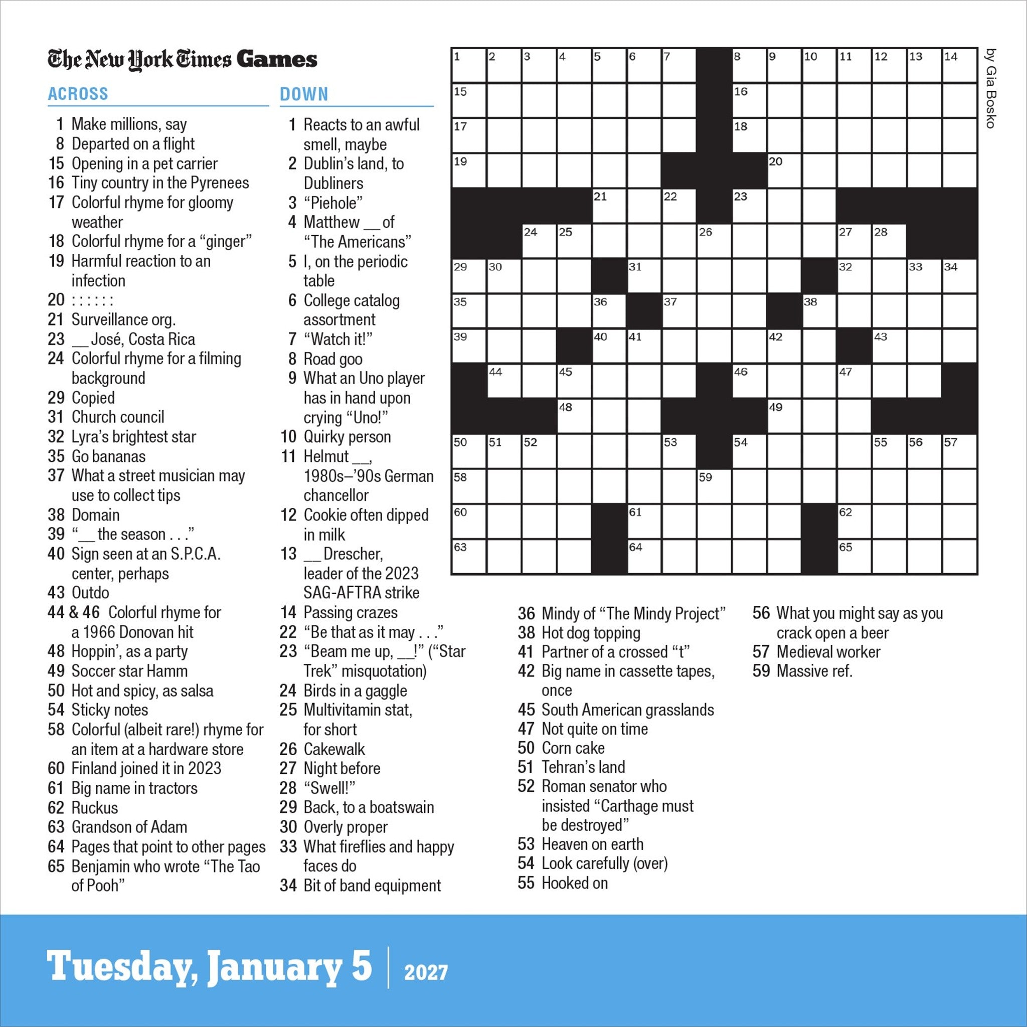 New York Times Daily Crossword 2027 Box Calendar