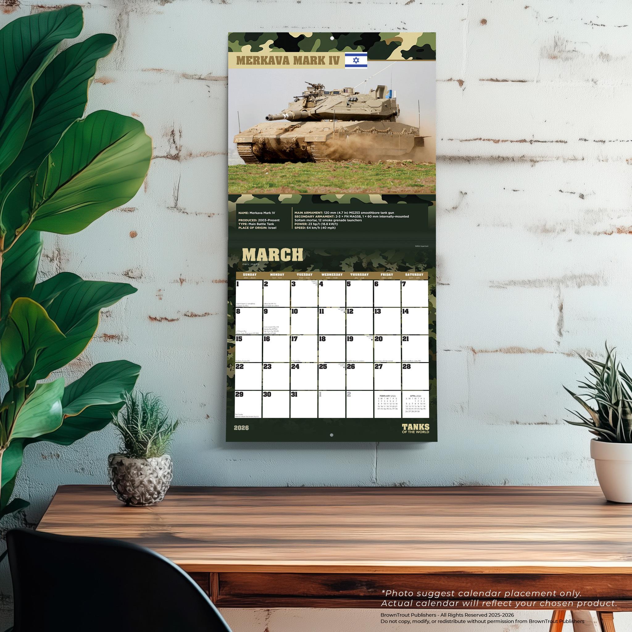 Tanks Of The World 2026 Wall Calendar