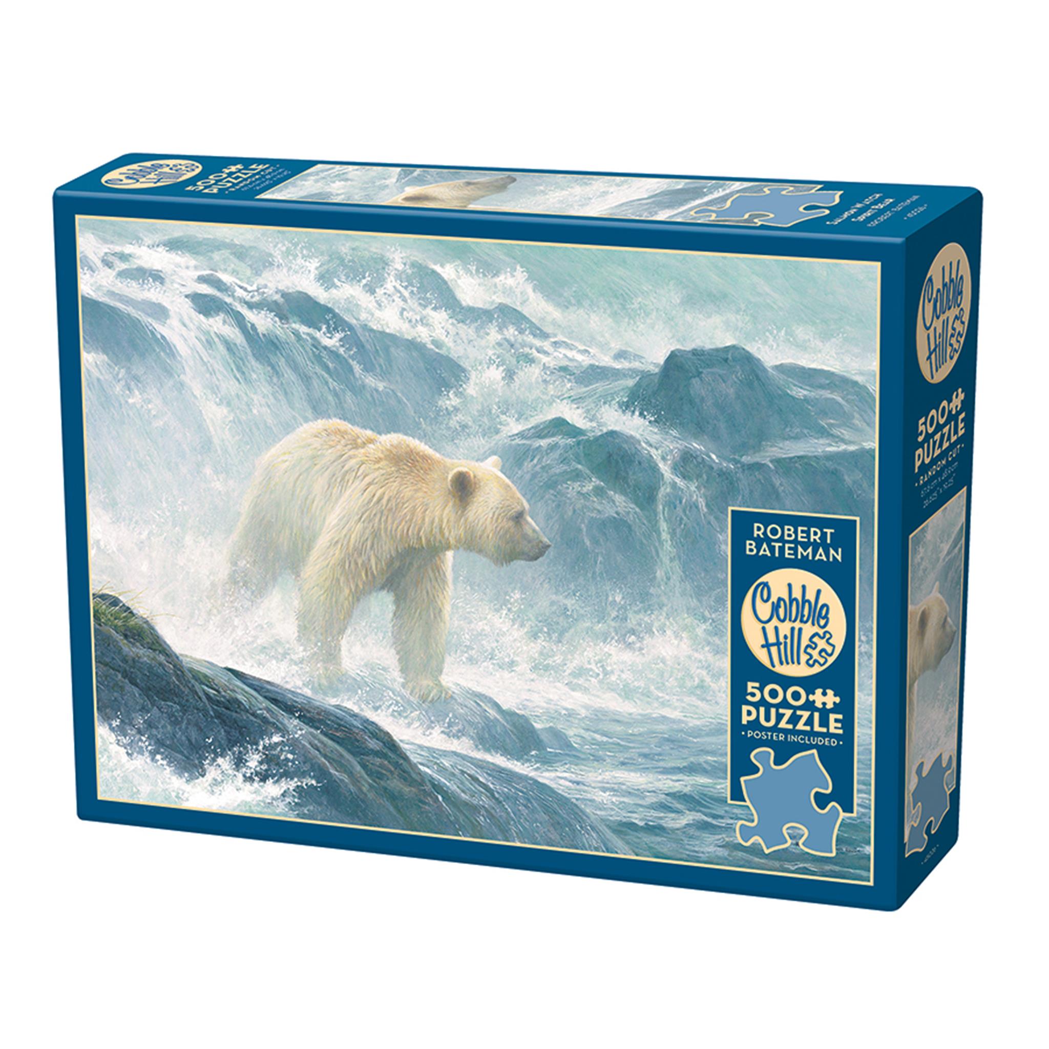 Puzzle de 500 pièces Salmon Watch Spirit Bear, Cobble Hill