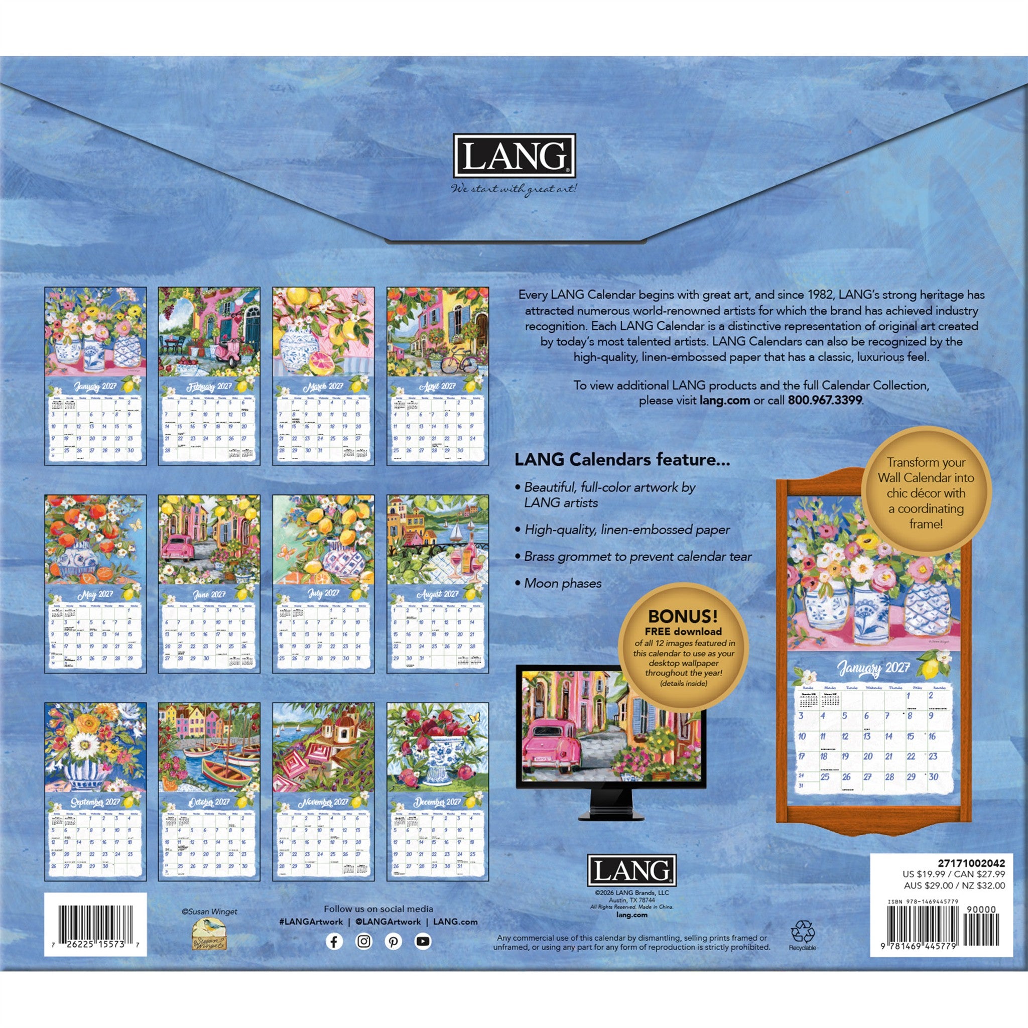 Ciao Bella Special Edition with Print 2027 Wall Calendar