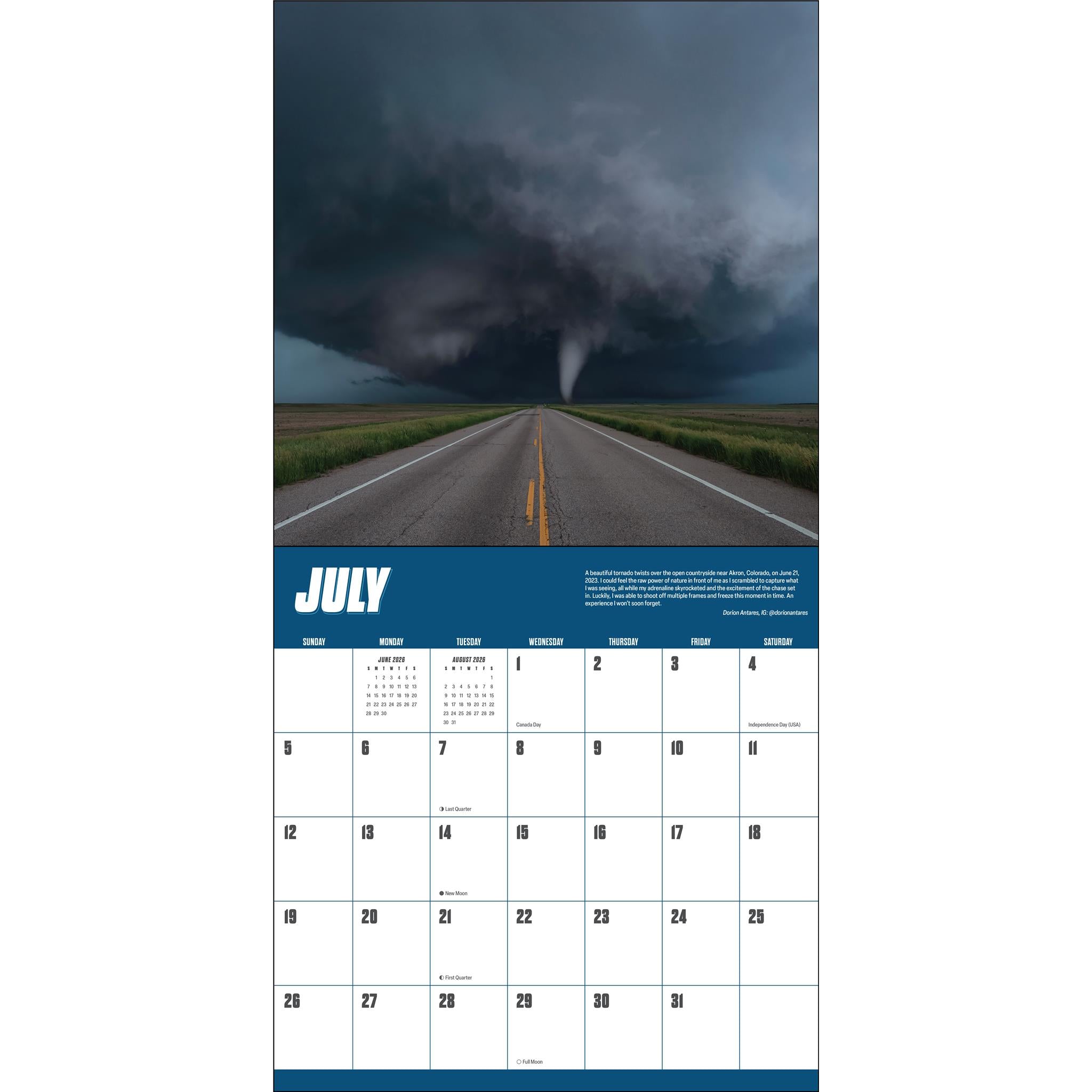 Calendrier mural Storm Chasers 2026 - Disponible uniquement en ligne