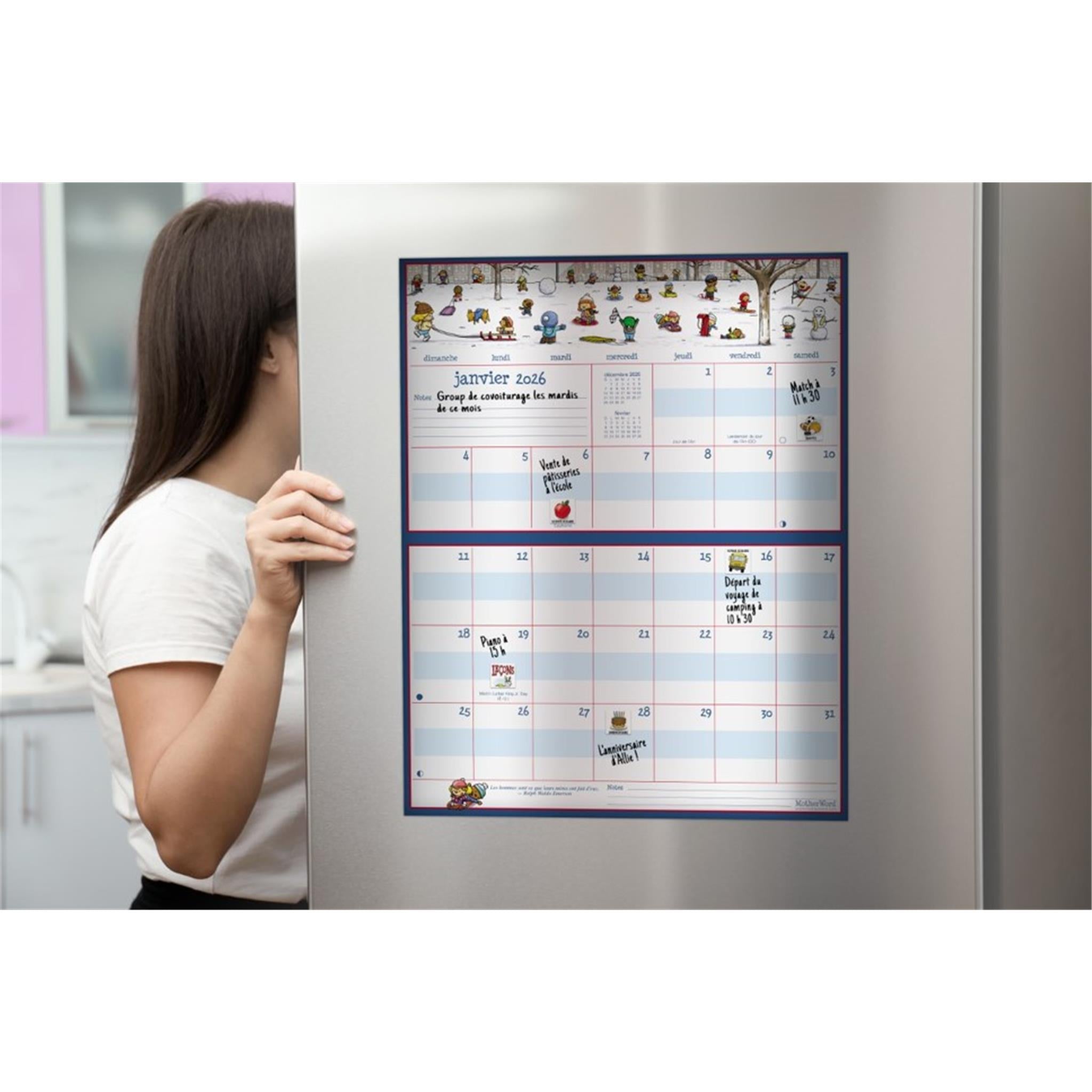 Calendrier mural magnétique Motherword 2026 (français)