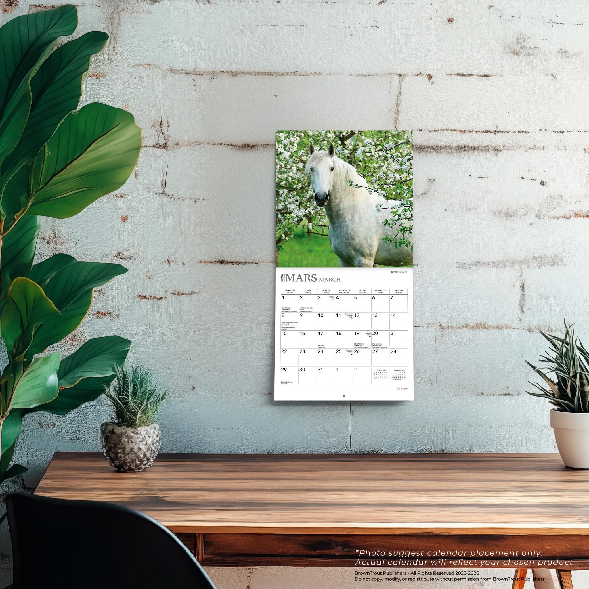 Chevaux 2026 Mini Calendar (French)