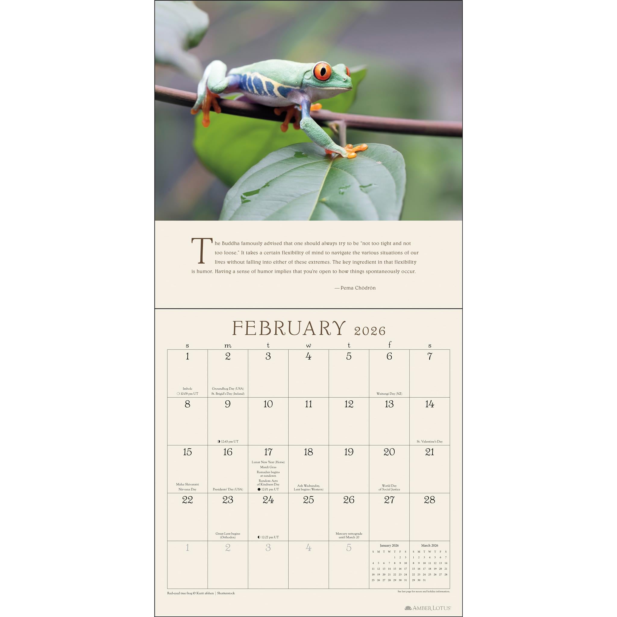 Calendrier mural Pema Chödrön 2026 - Disponible uniquement en ligne