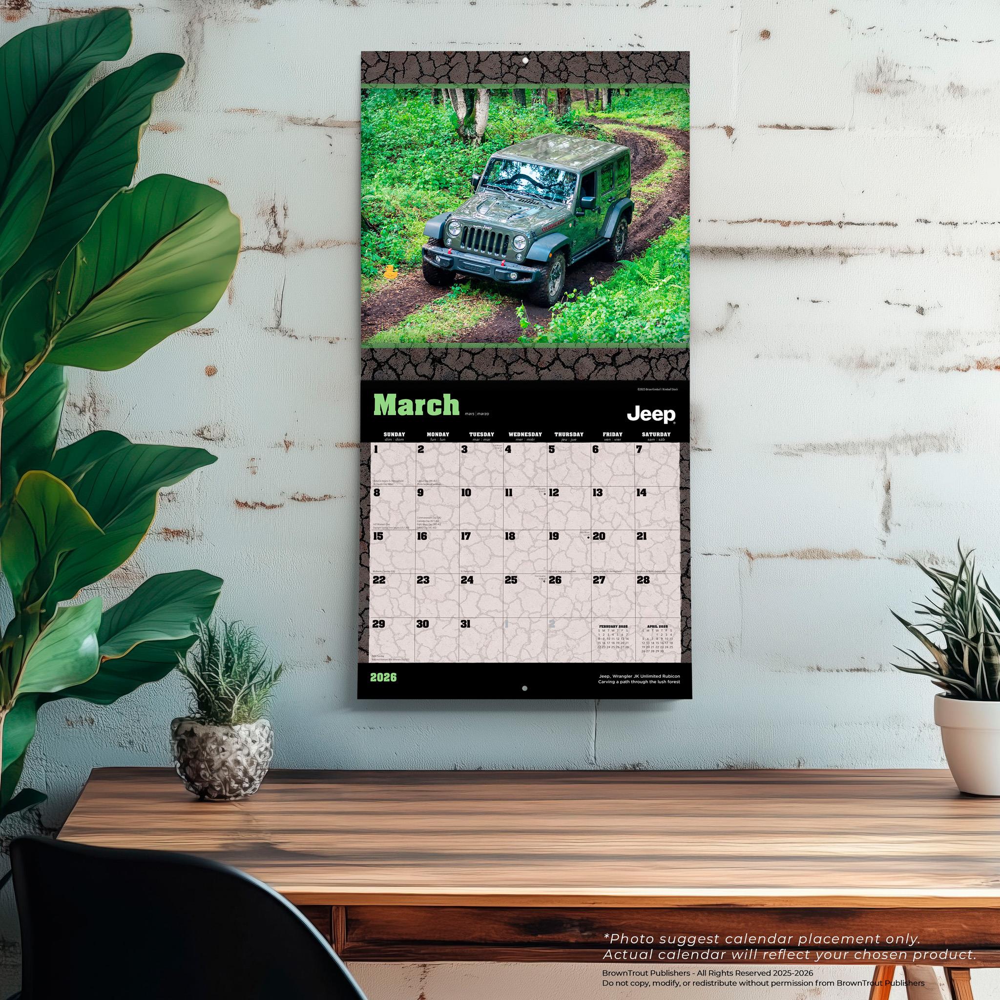 Calendrier mural Jeep 2026