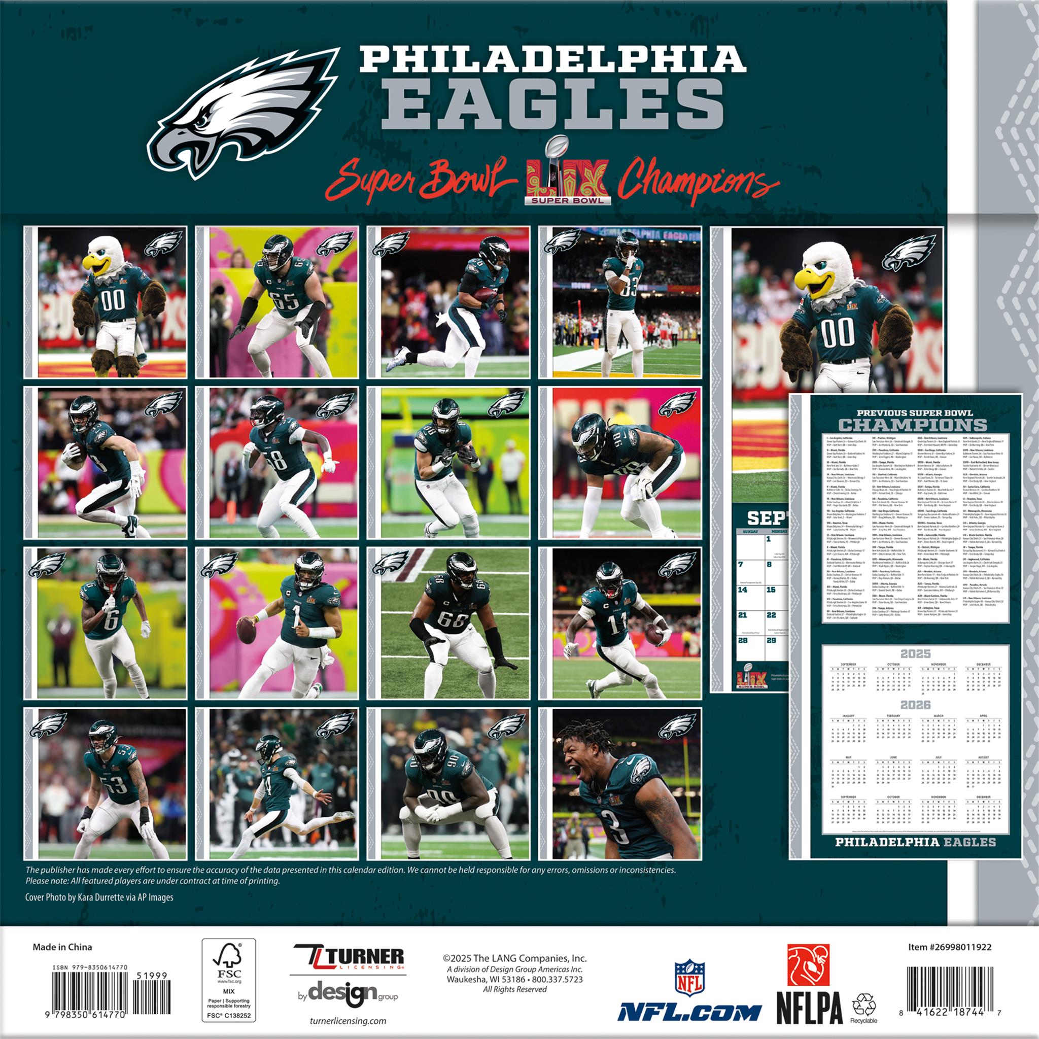 Calendrier mural NFL Philadelphia Eagles 2026