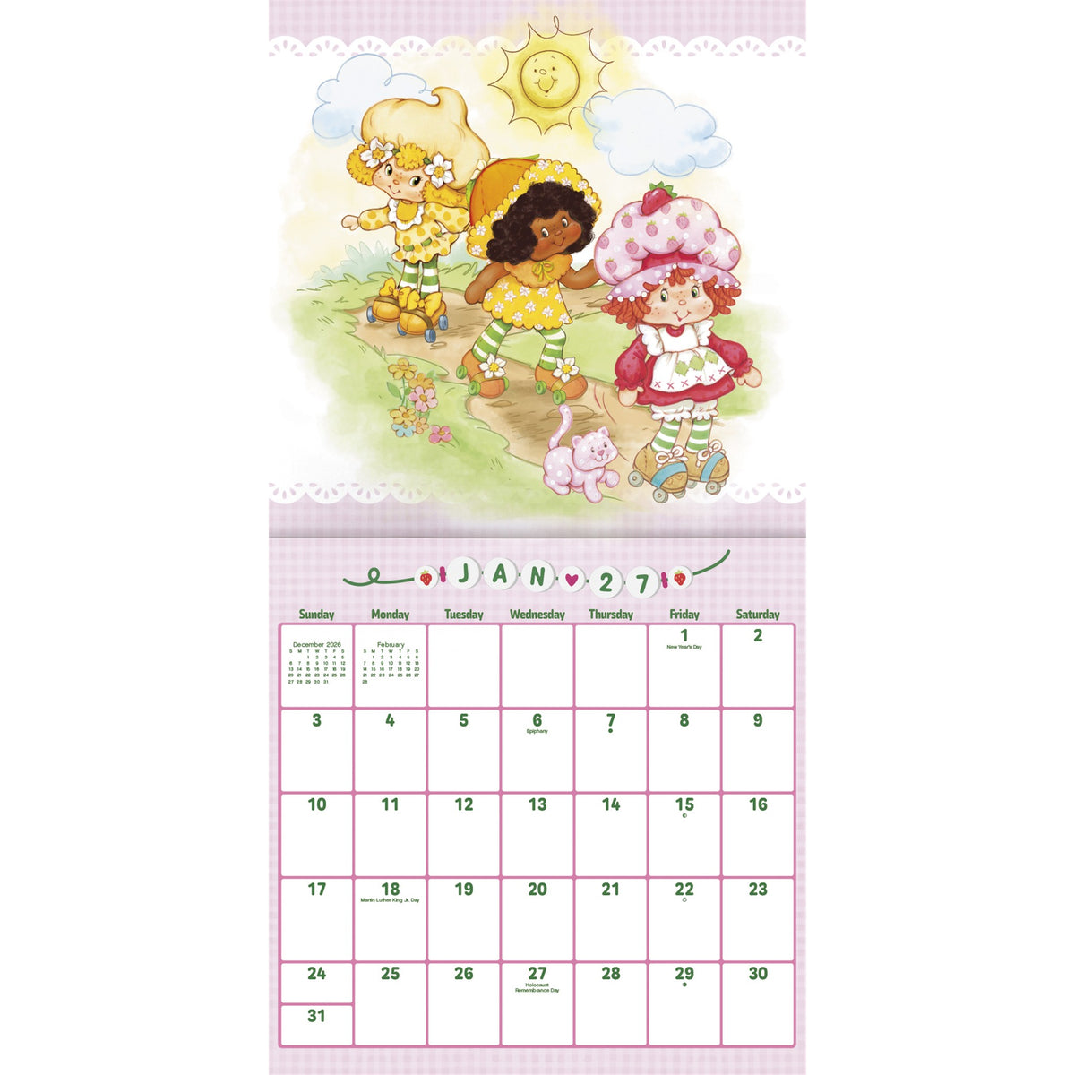 Calendrier mural exclusif Fraisinette avec autocollant 2027