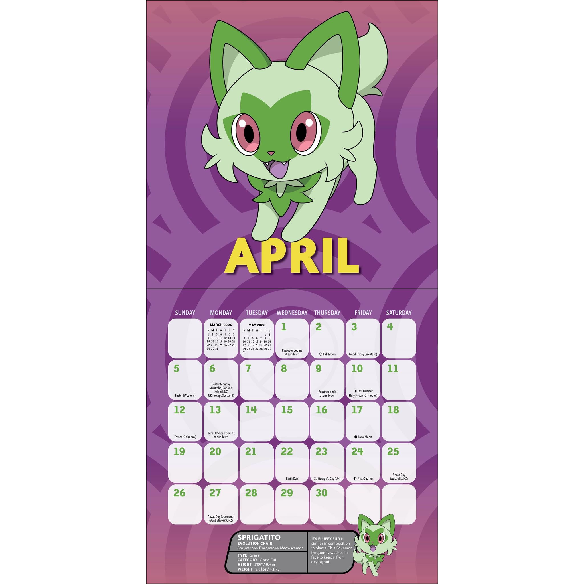 Mini calendrier Pokémon 2026