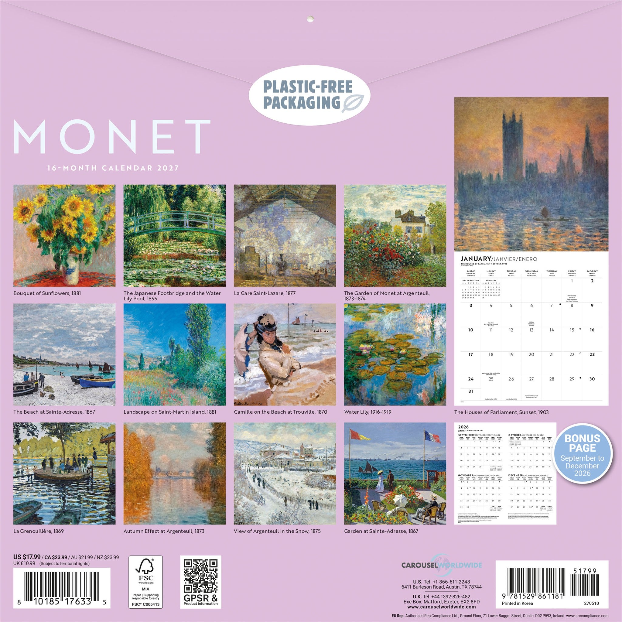 Monet 2027 Wall Calendar