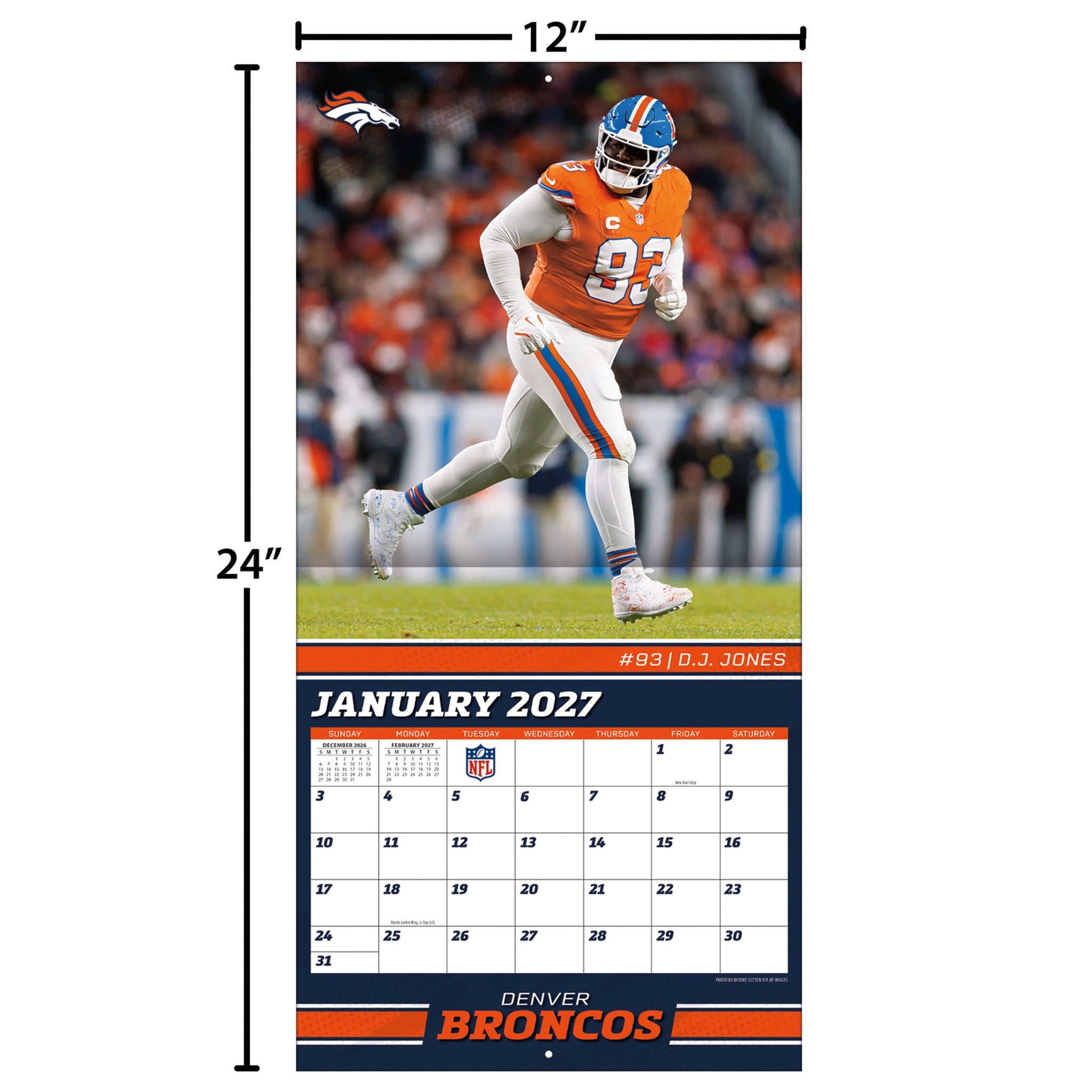 NFL Denver Broncos 2027 Wall Calendar - Online Only