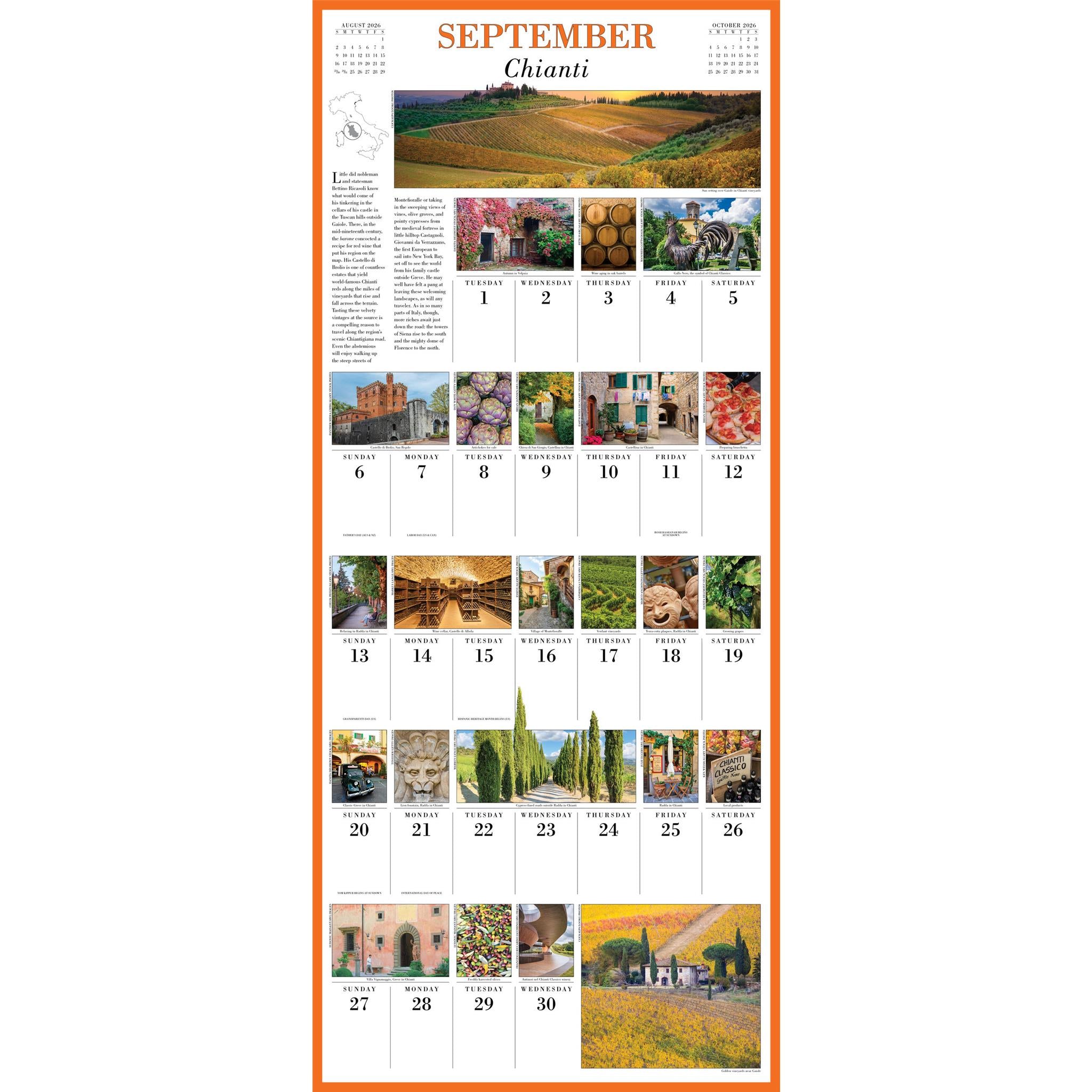 Calendrier mural Italie 365 2026