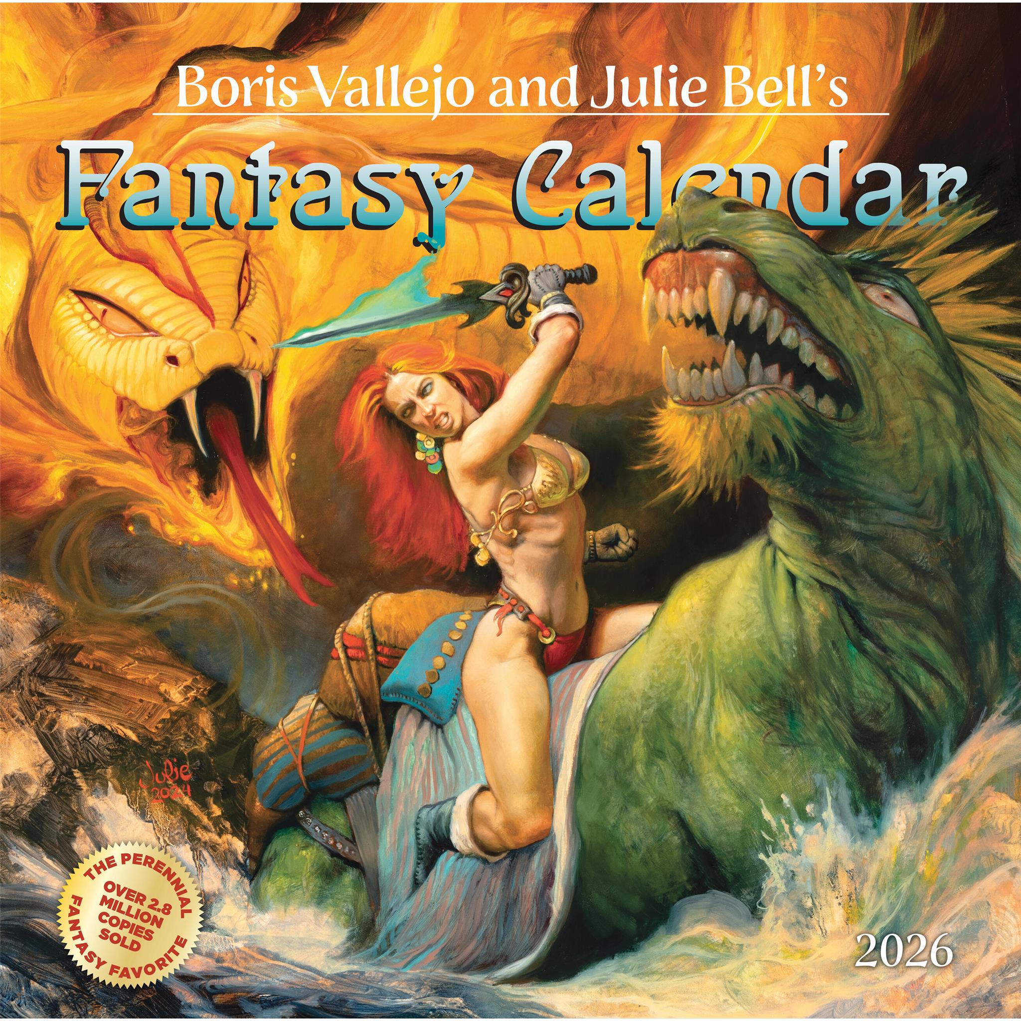Calendrier mural fantastique 2026 de Boris Vallejo et Julie Bells