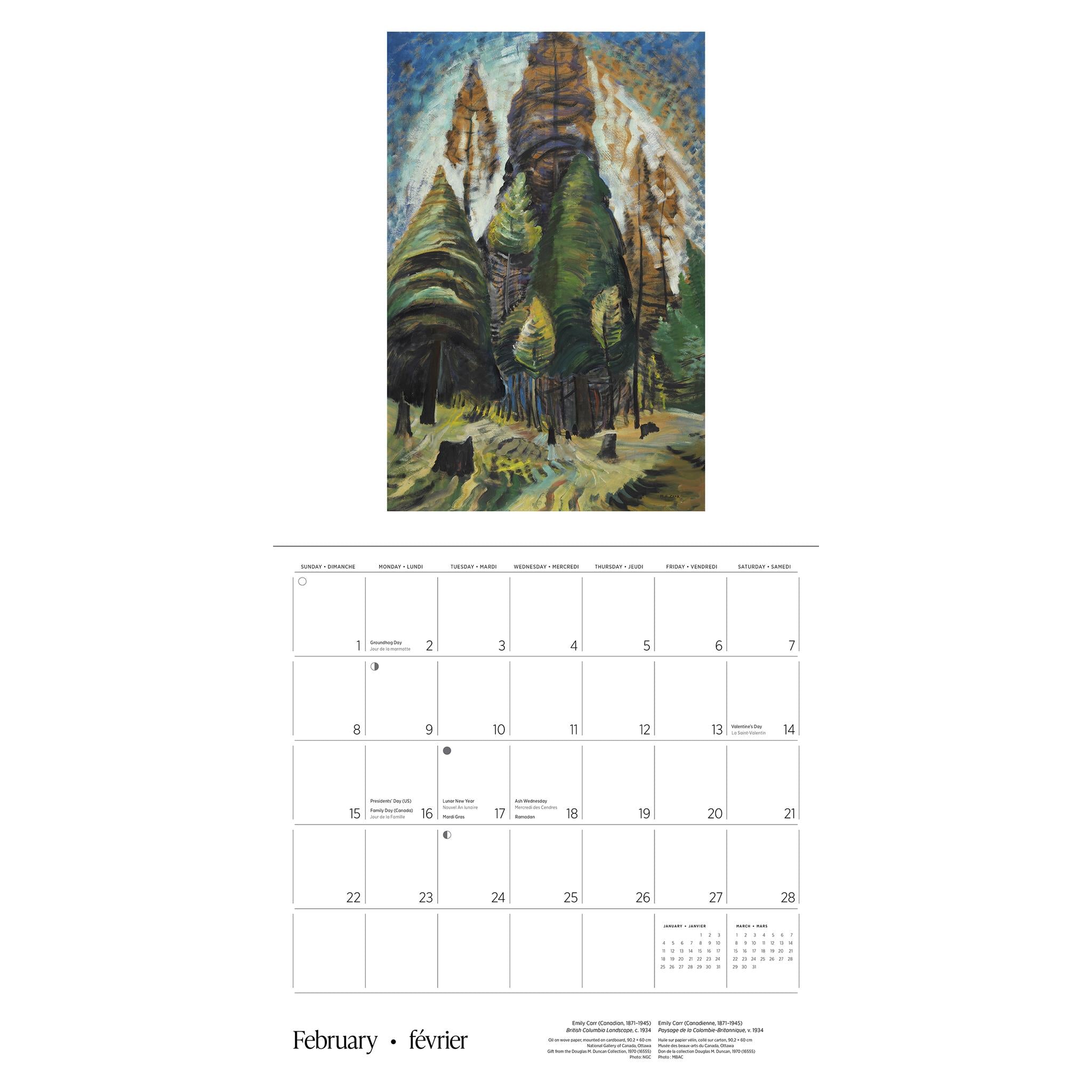Emily Carr 2026 Wall Calendar