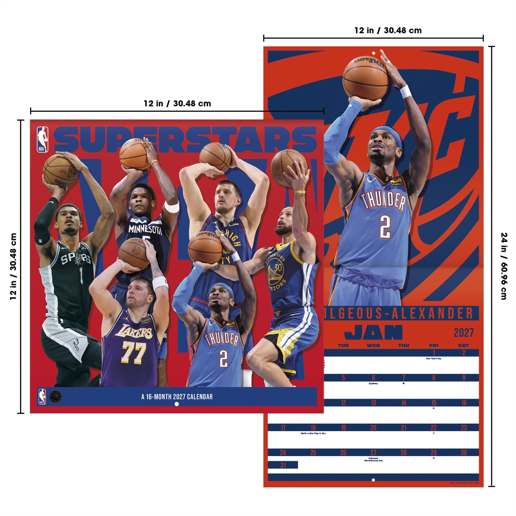 Calendrier mural des Superstars de la NBA 2027
