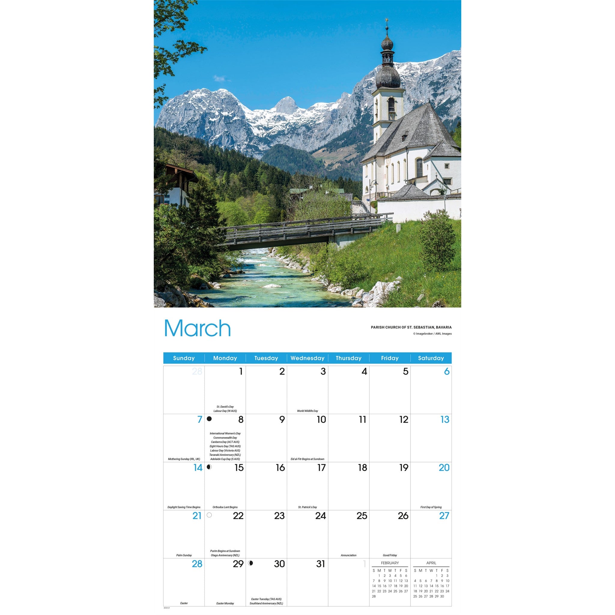 Calendrier mural Allemagne 2027