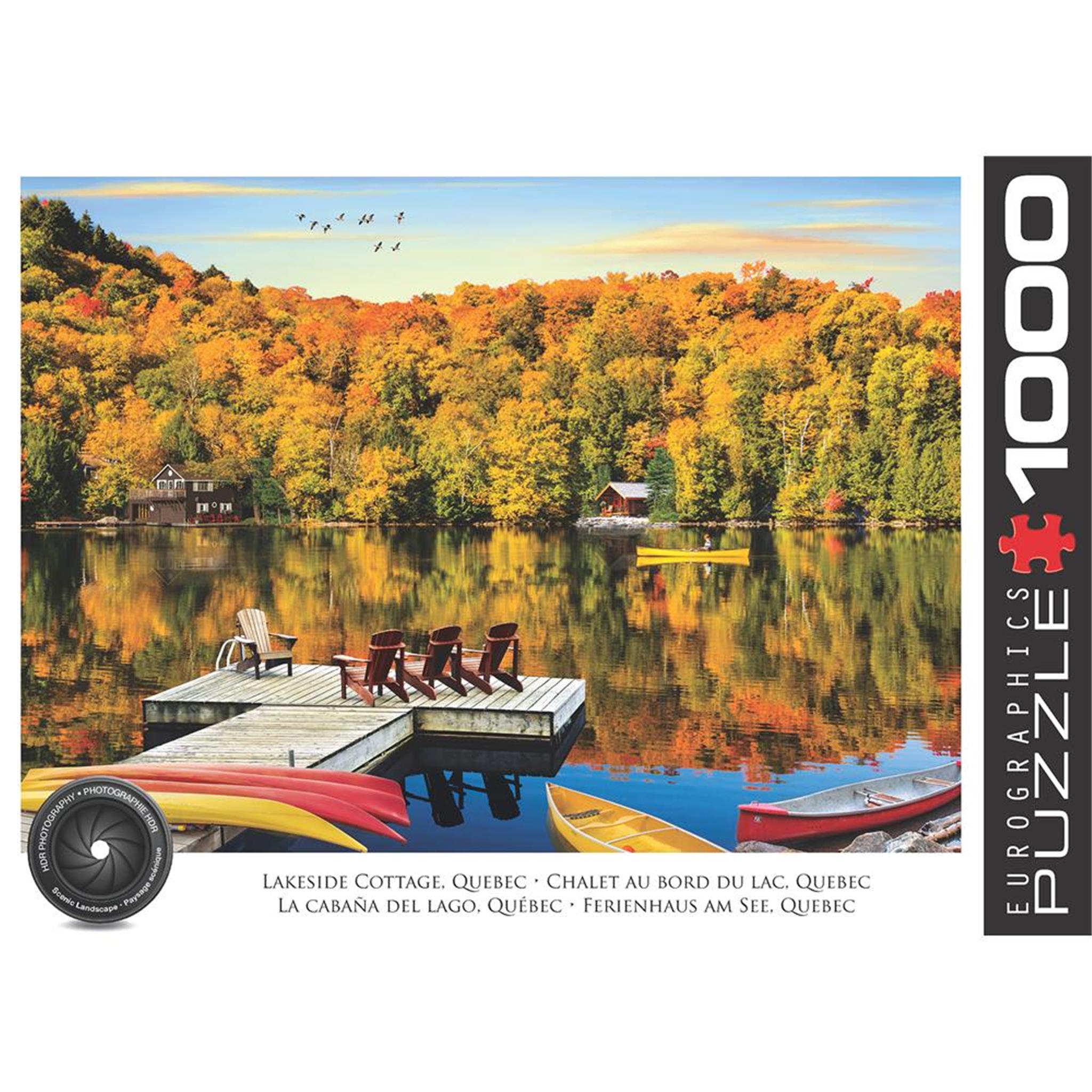 Puzzle de 1000 pièces « Chalet au bord du lac, Québec » - Disponible uniquement en ligne