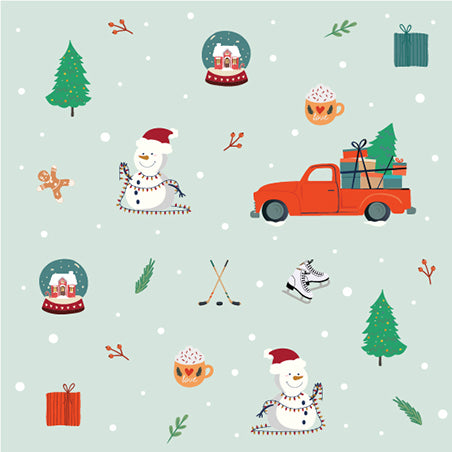 Papier cadeau rétro hivernal grand format