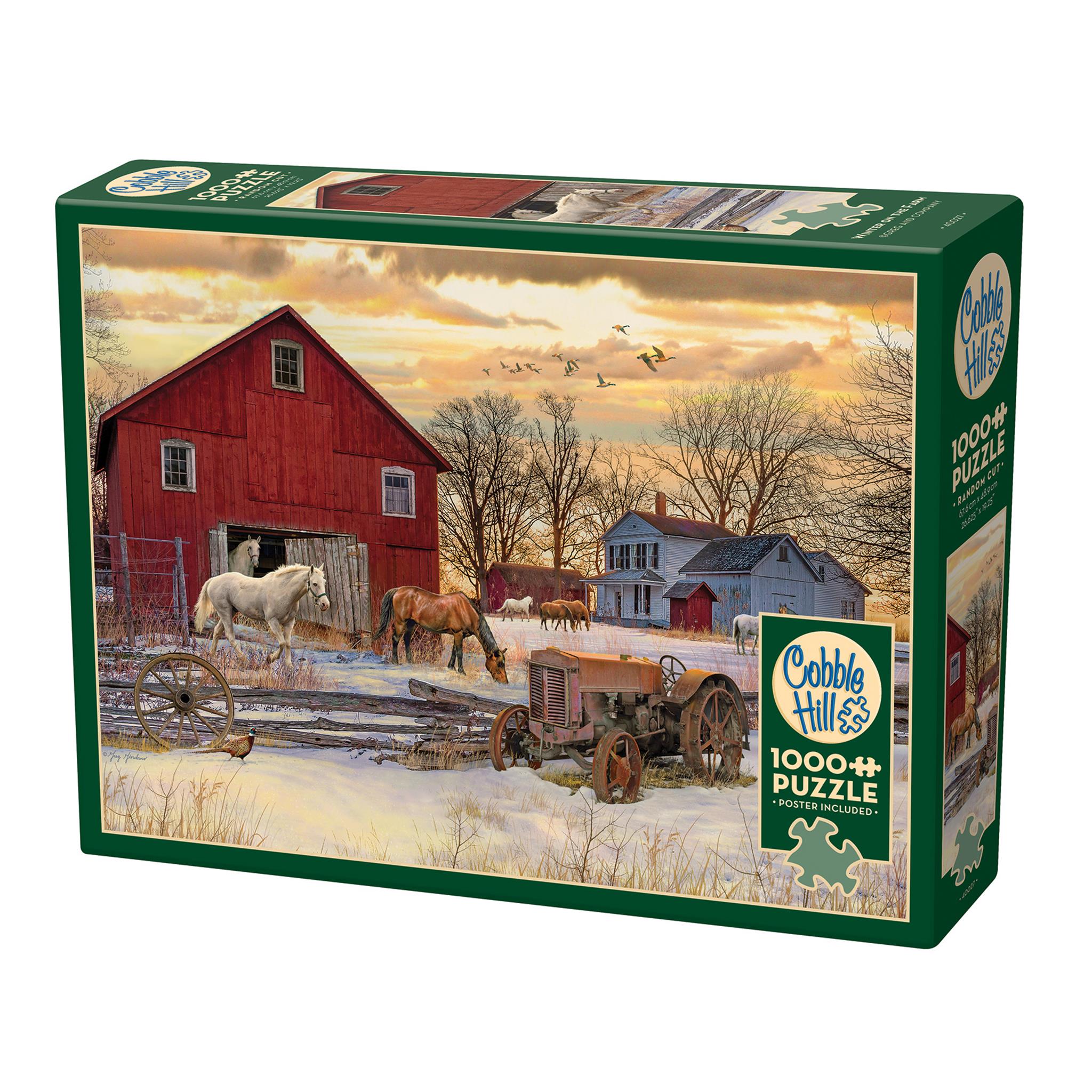 Puzzle de 1000 pièces « Hiver à la ferme » - Cobble Hill