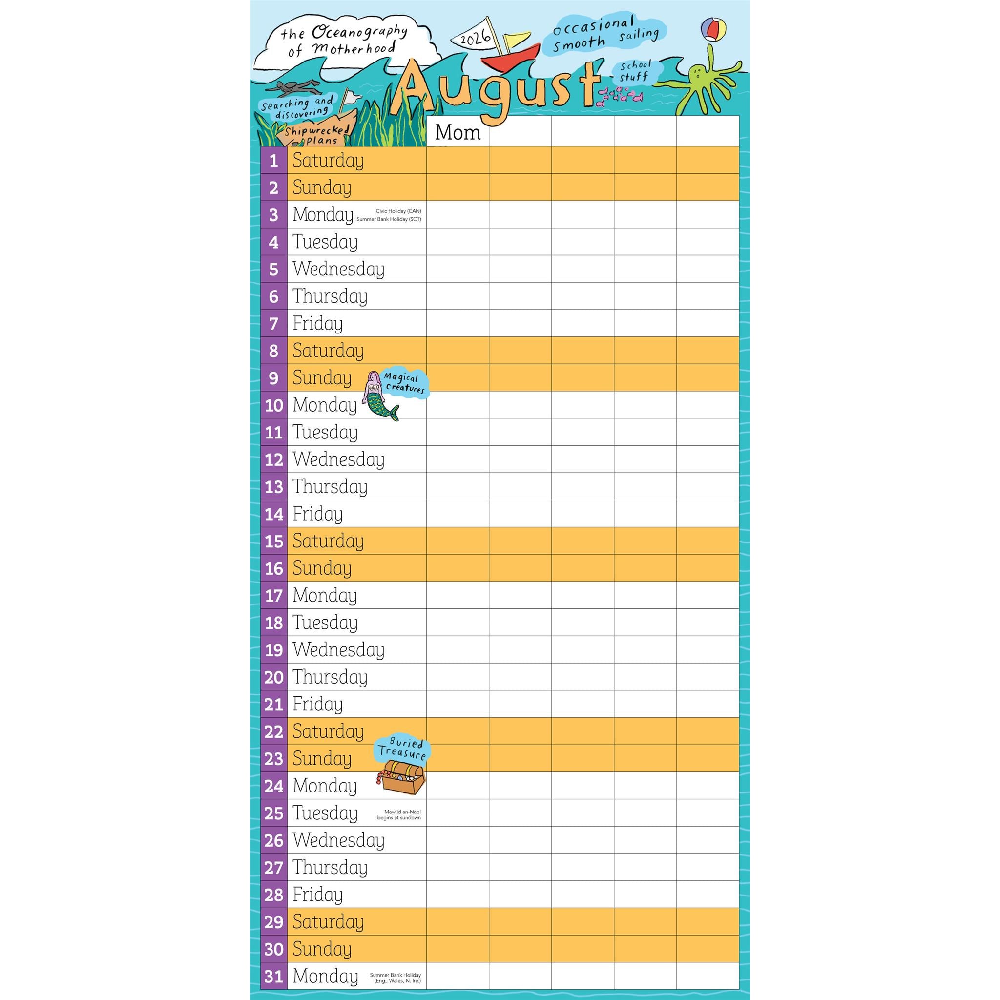Calendrier mural familial des mamans 2025-2026