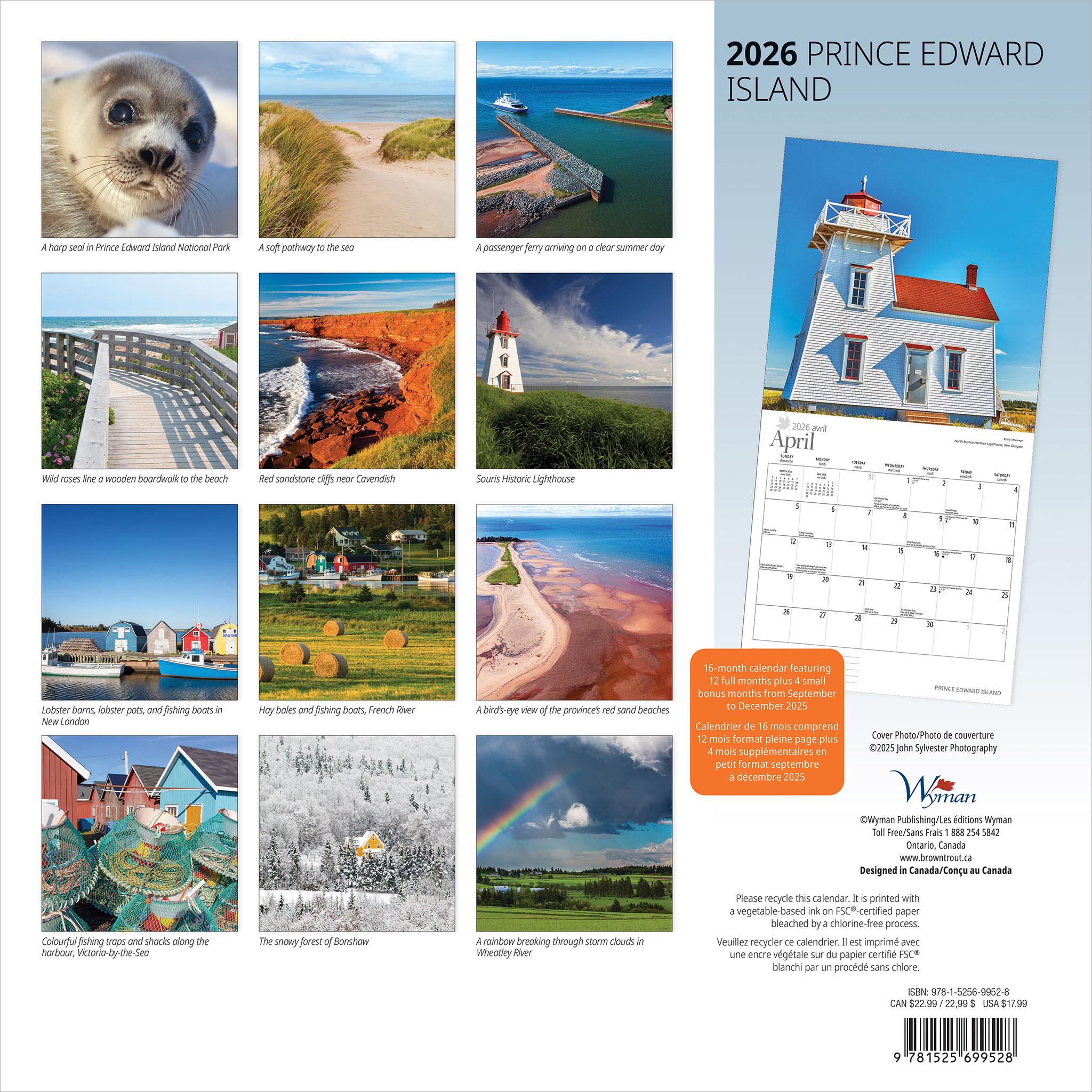 Calendrier mural 2026 de l'Île-du-Prince-Édouard - Disponible uniquement en ligne