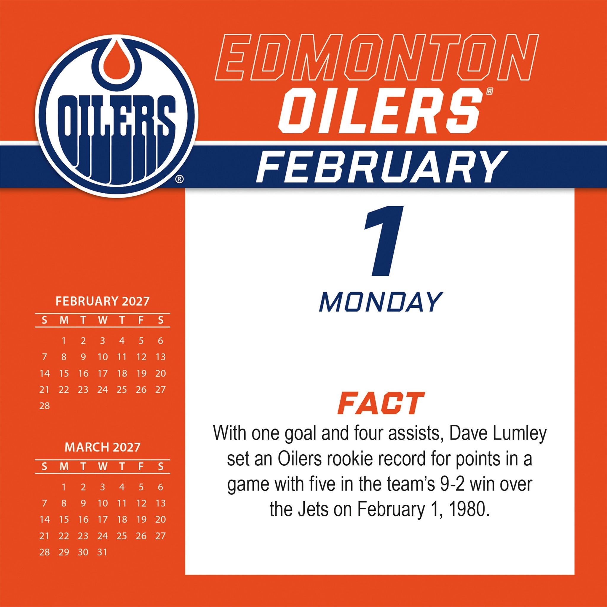 NHL Edmonton Oilers 2027 Box Calendar
