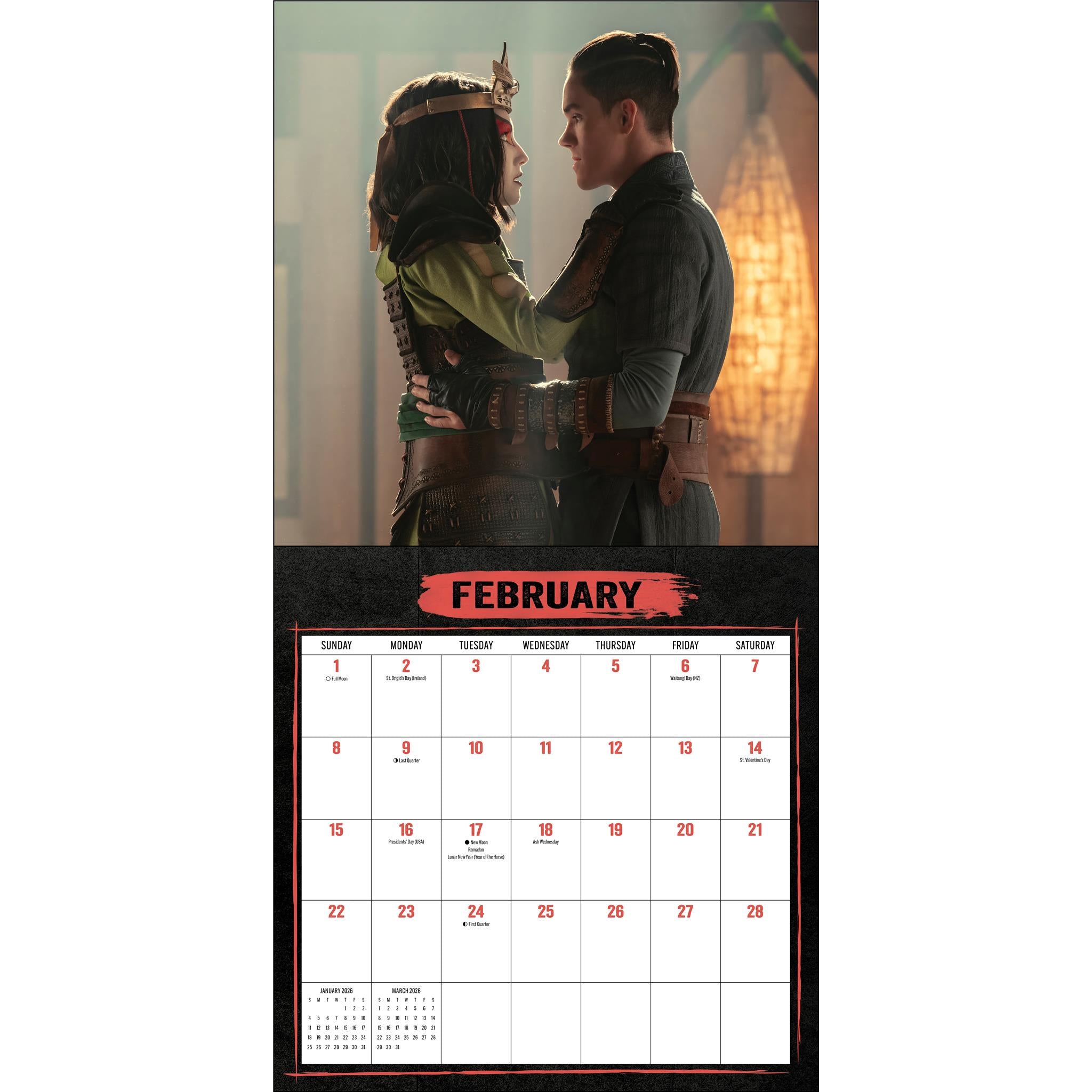 Avatar : Le Dernier Maître de l'Air (série Netflix) avec calendrier mural de luxe 2026 avec affiche - Disponible uniquement en ligne