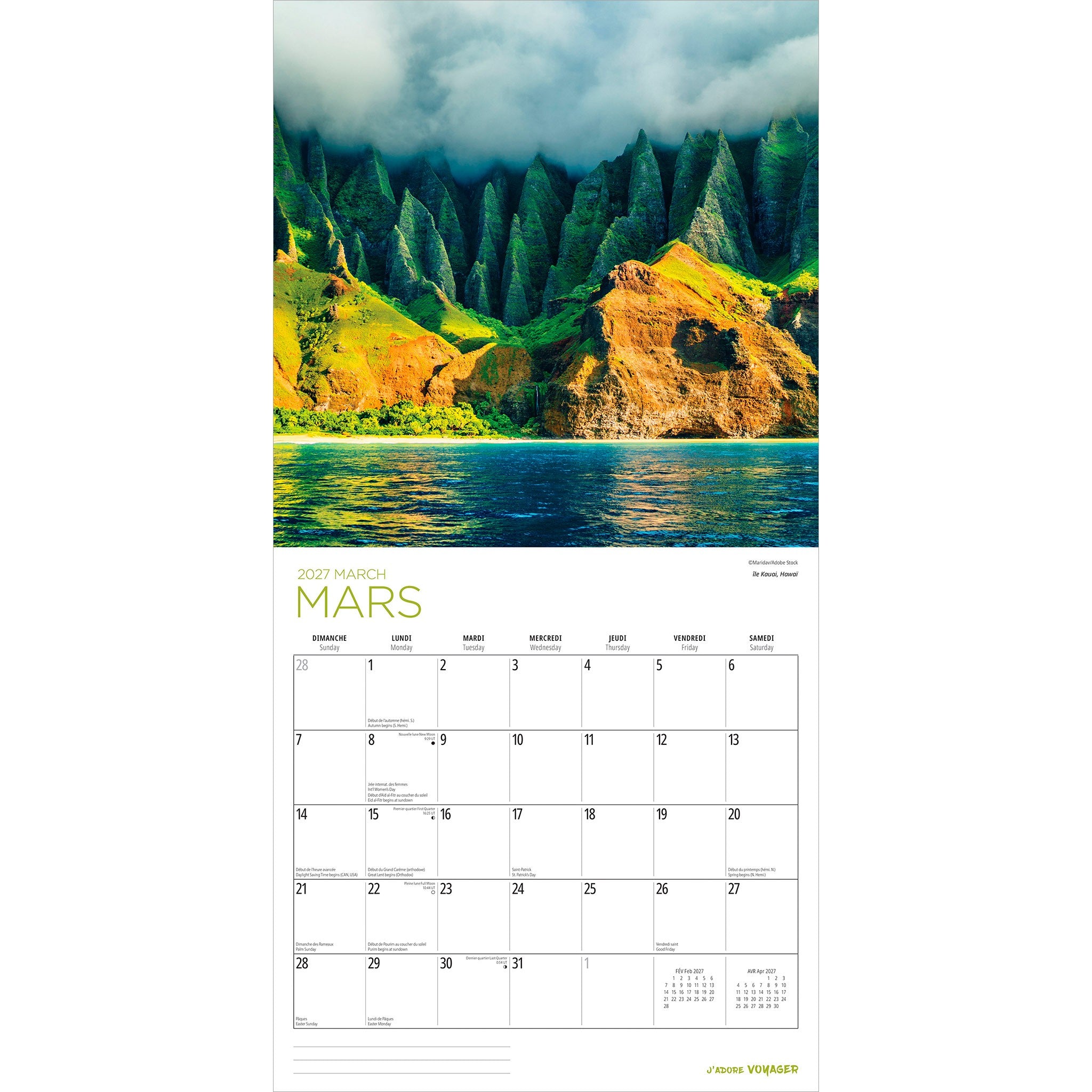 J'adore Voyager 2027 Wall Calendar (French)