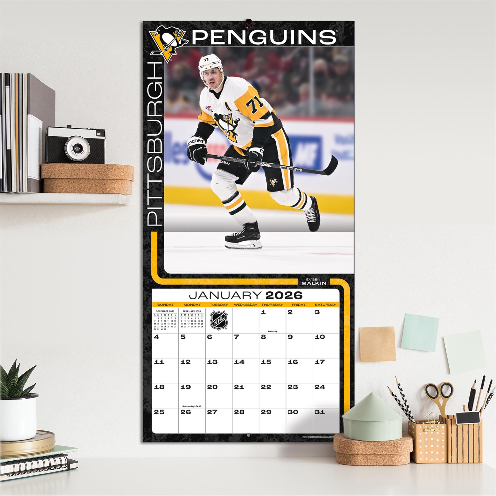 Calendrier mural 2026 des Penguins de Pittsburgh (NHL)