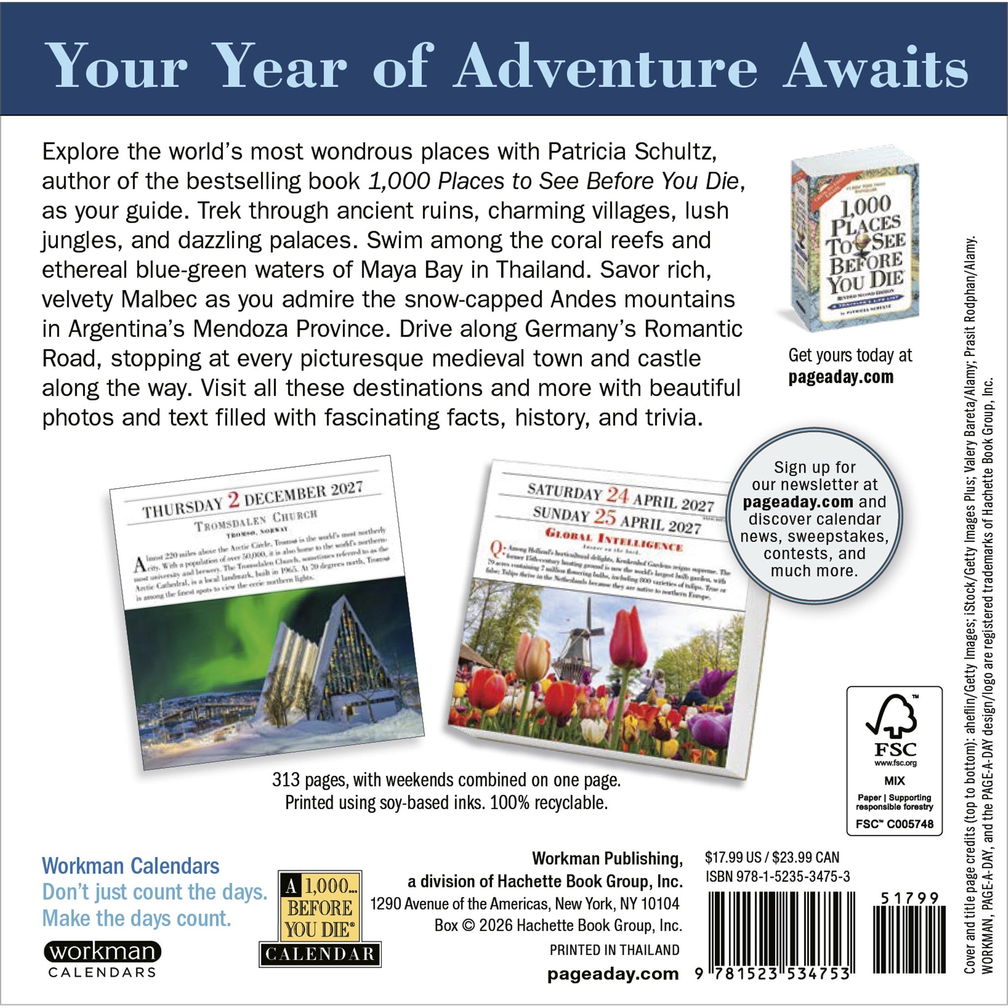 1000 Places to See Before You Die 2027 Box Calendar