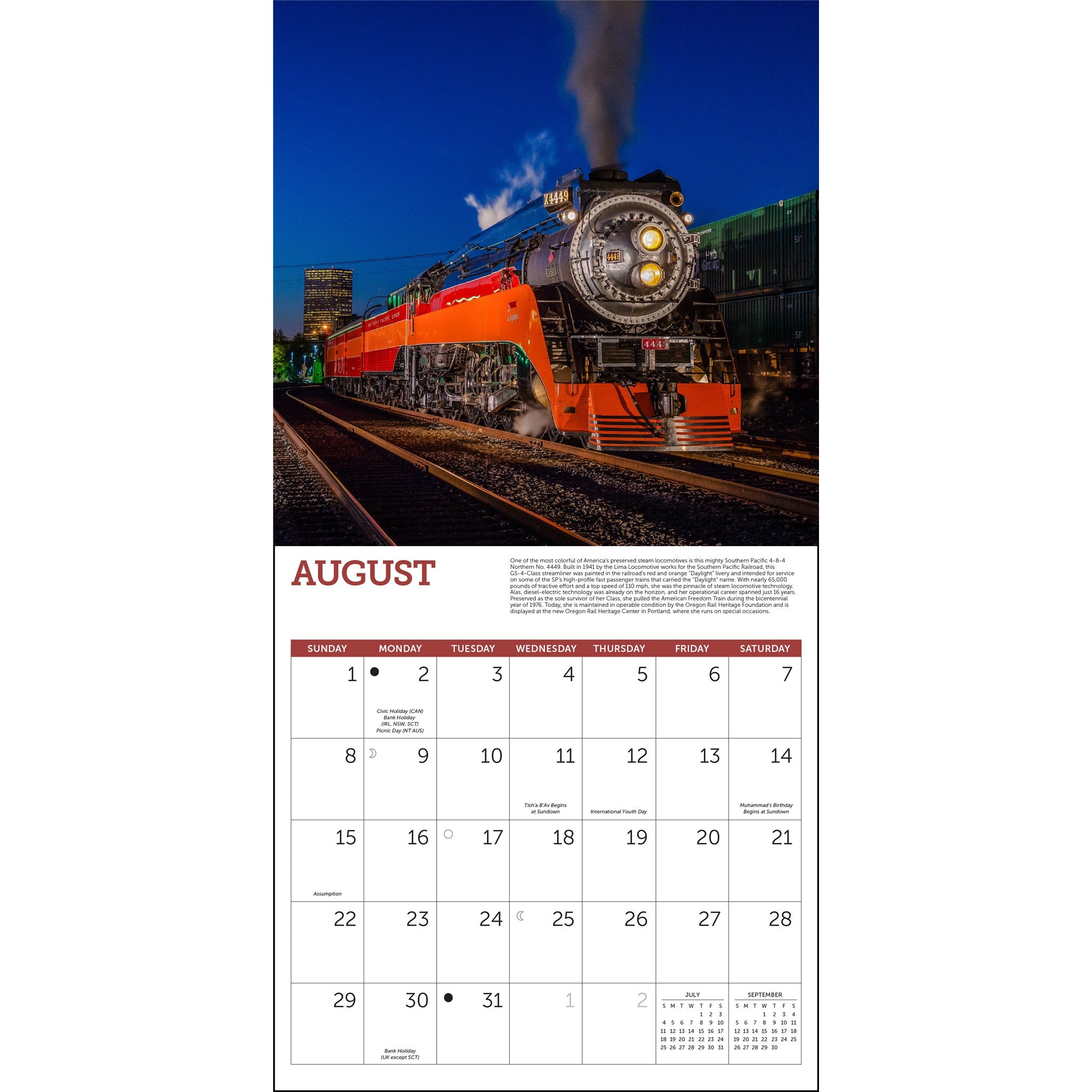 Steam Trains 2027 Wall Calendar