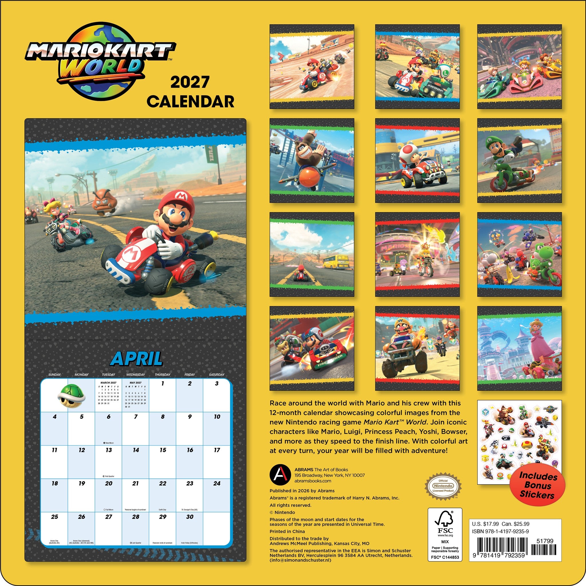 Mario Kart World 2027 Wall Calendar
