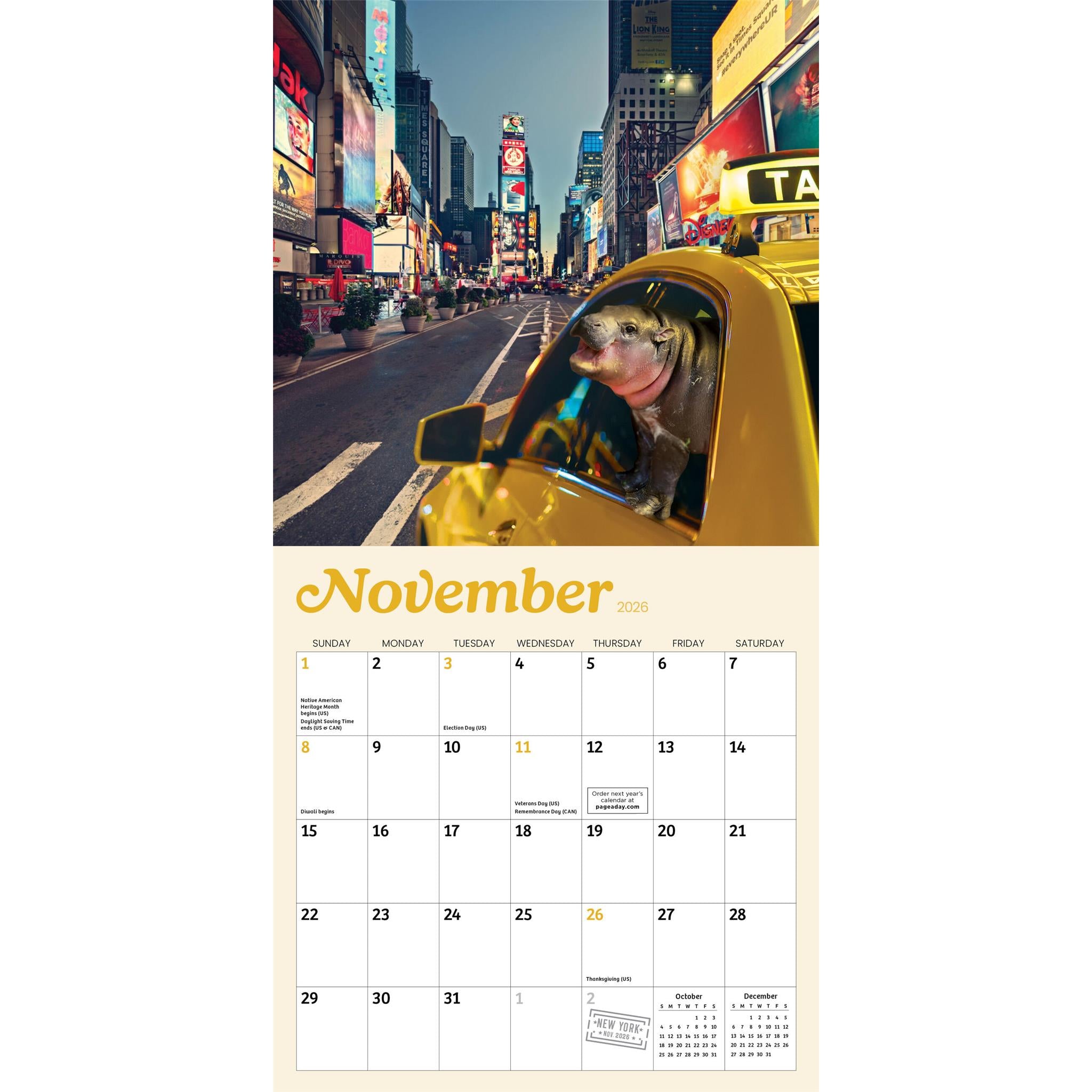 Mini calendrier Tiny Hippo Big World 2026