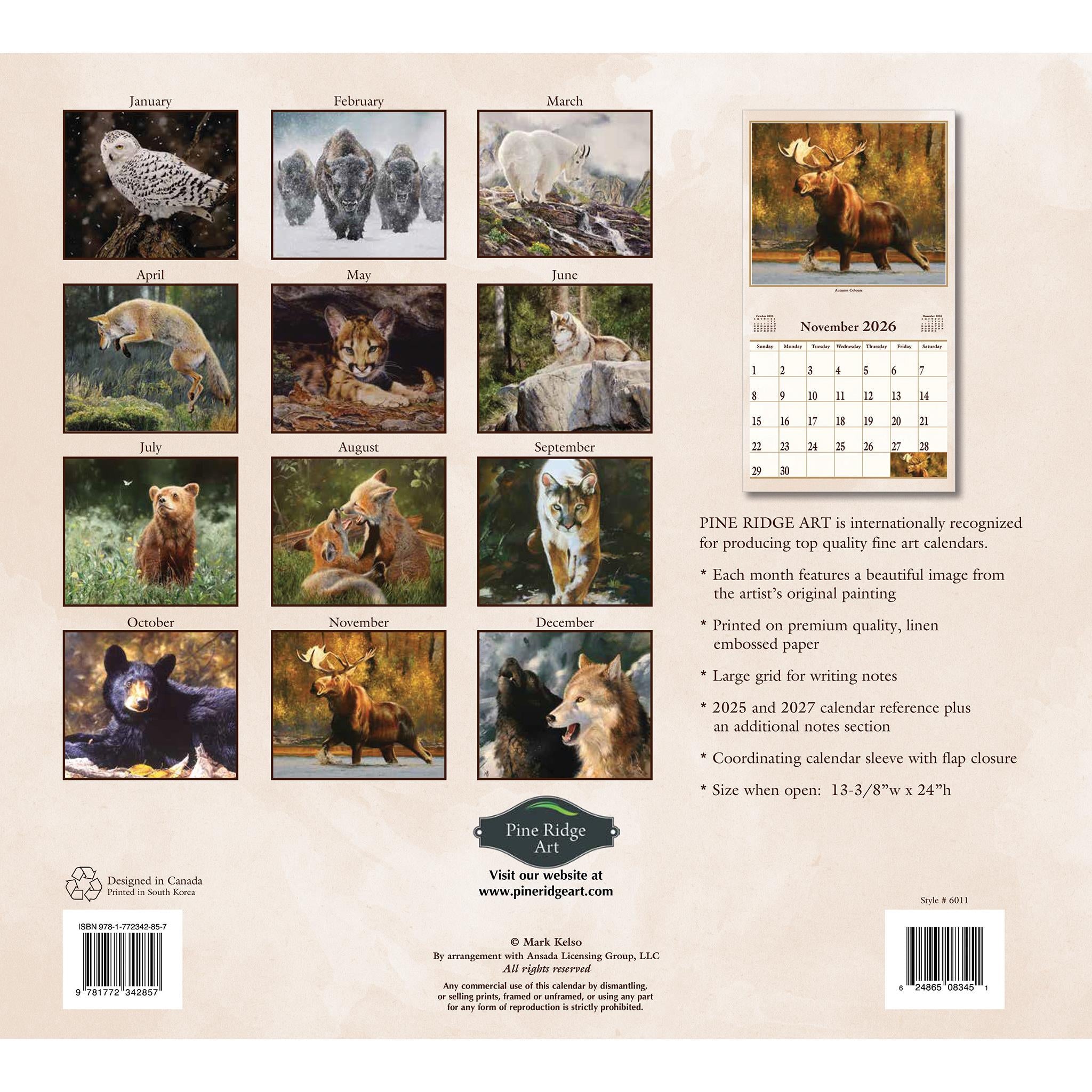 Calendrier mural 2026 « Instincts animaux » - Disponible uniquement en ligne