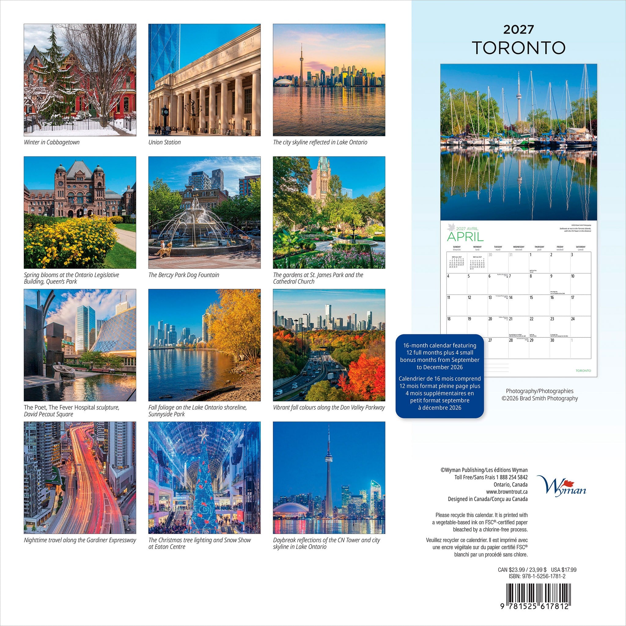 Toronto 2027 Wall Calendar
