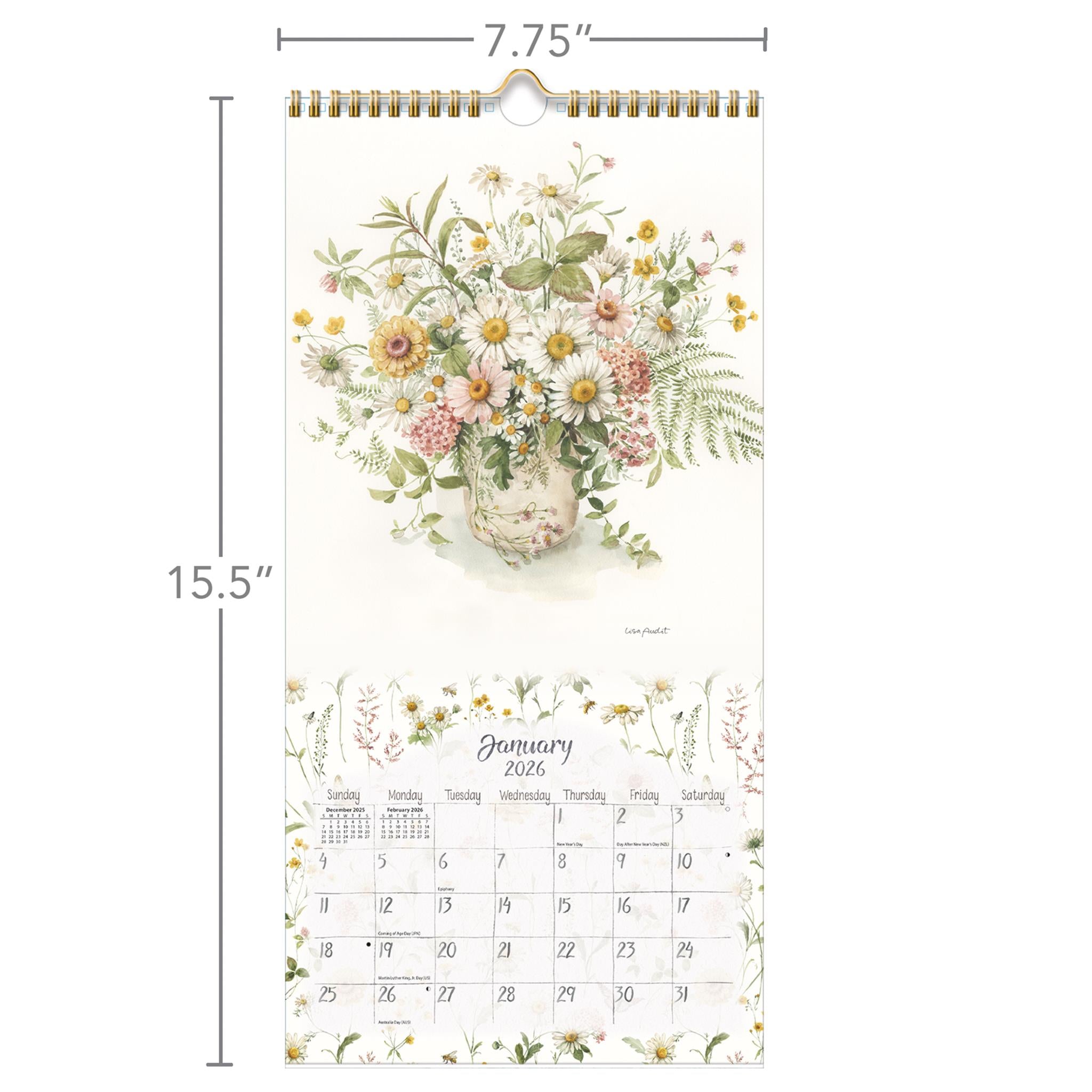 Calendrier fin Watercolor Seasons 2026 - Disponible uniquement en ligne