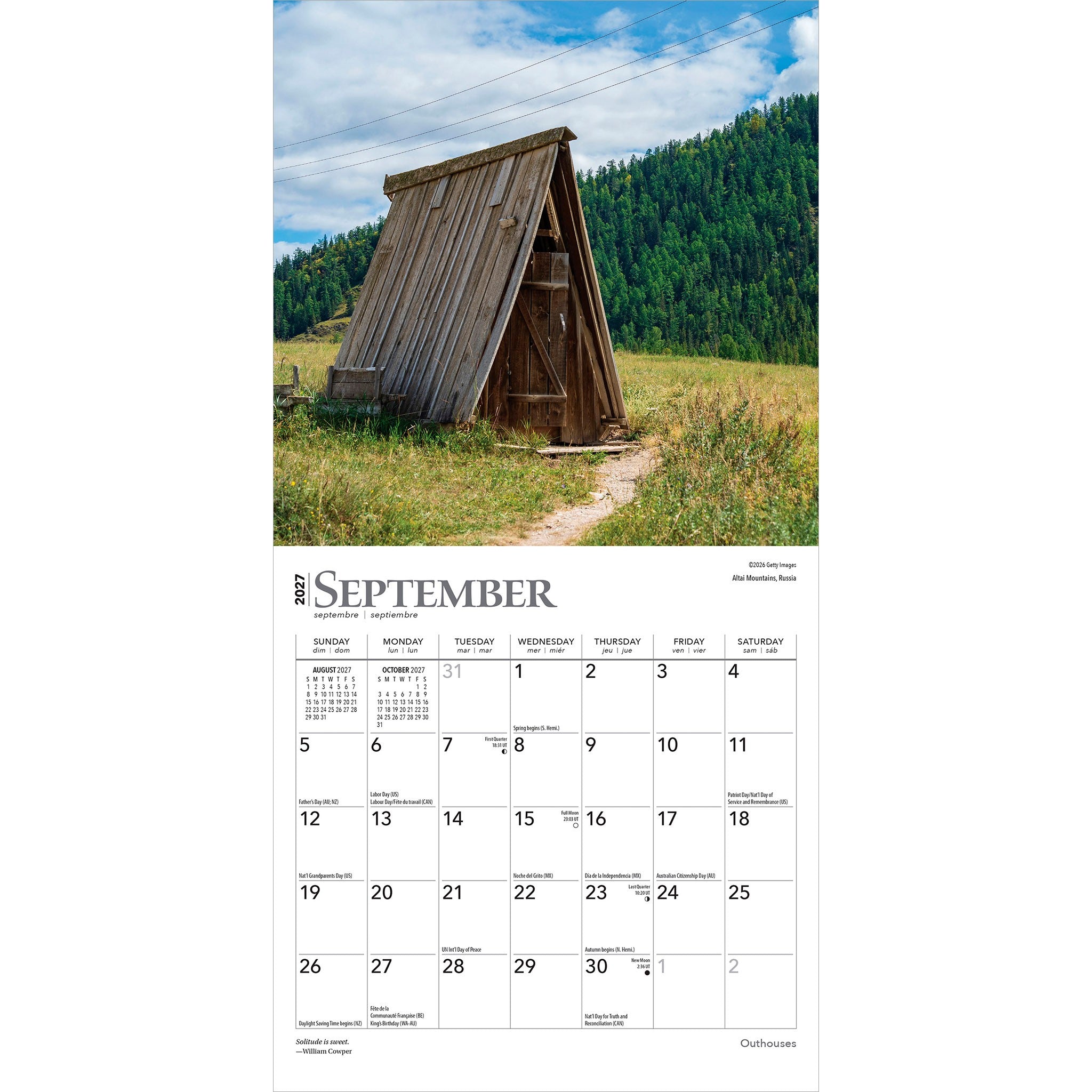 Outhouses 2027 Mini Calendar