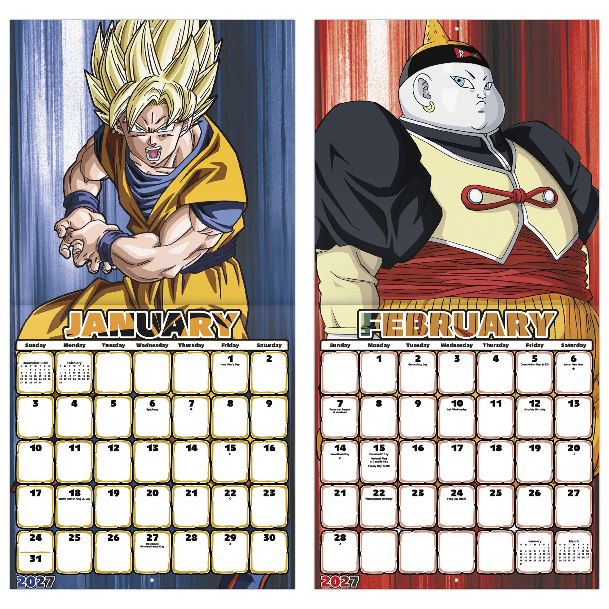 Calendrier mural Dragon Ball Z 2027