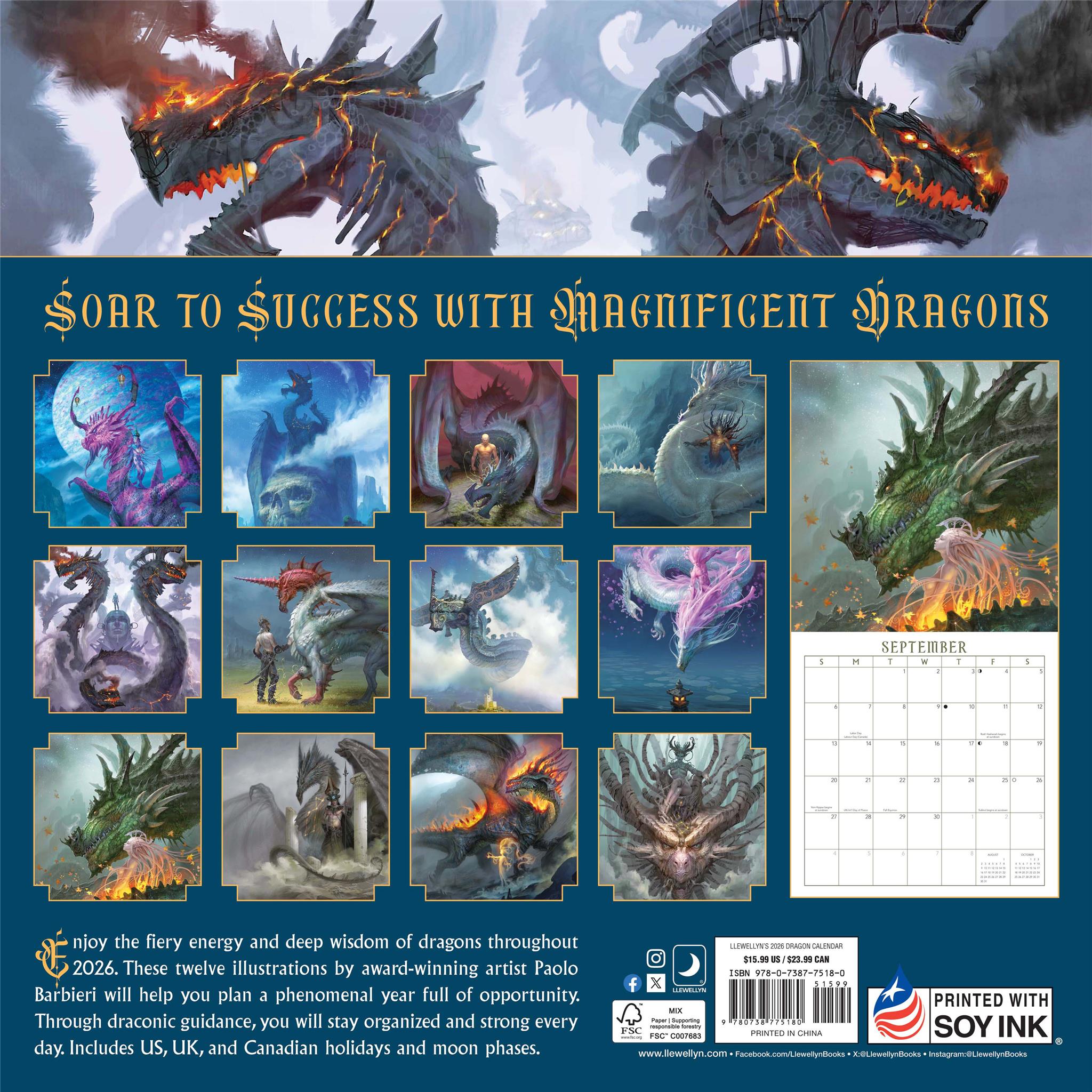 Calendrier mural Dragon 2026
